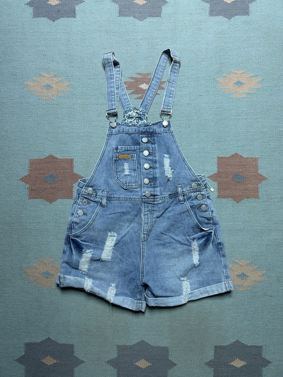 Vintage Levi’s short alls bib overalls shorts distressed small 31 Size 31" - 1 Thumbnail