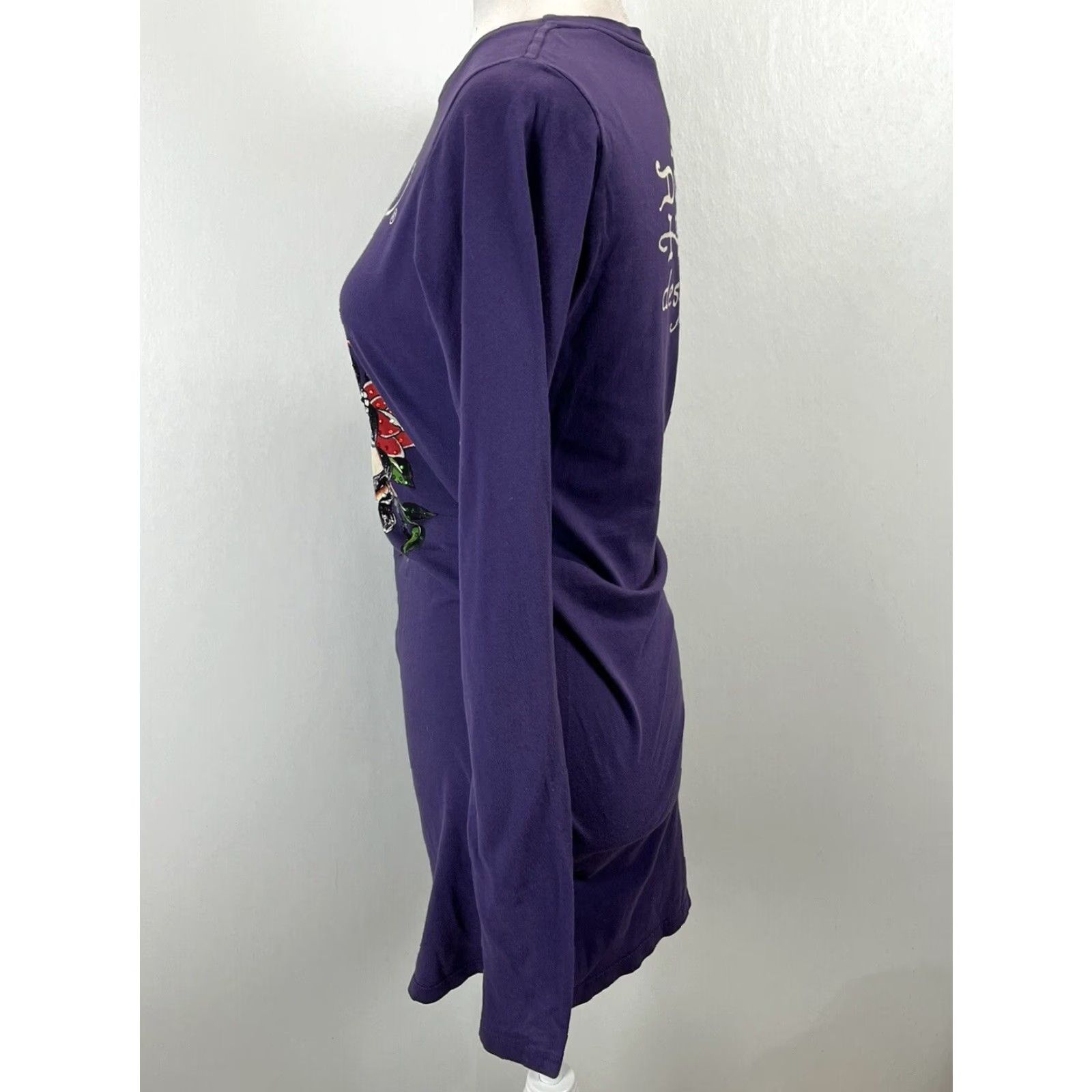 Ed Hardy VINTAGE Ed Hardy Women's Mini Dress Large Purple Casual 90s Tattoo Style Y2K Size L / US 10 / IT 46 - 2 Thumbnail
