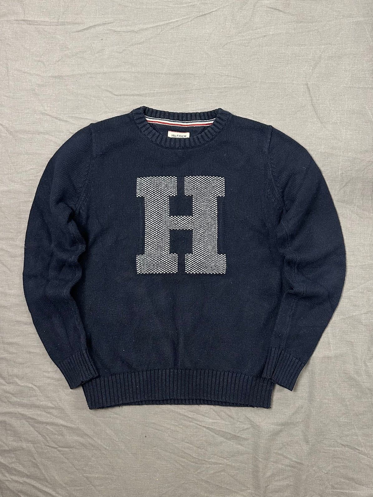 Pre-owned Tommy Hilfiger X Vintage Tommy Hilfiger Navy Knit Sweater Y2k