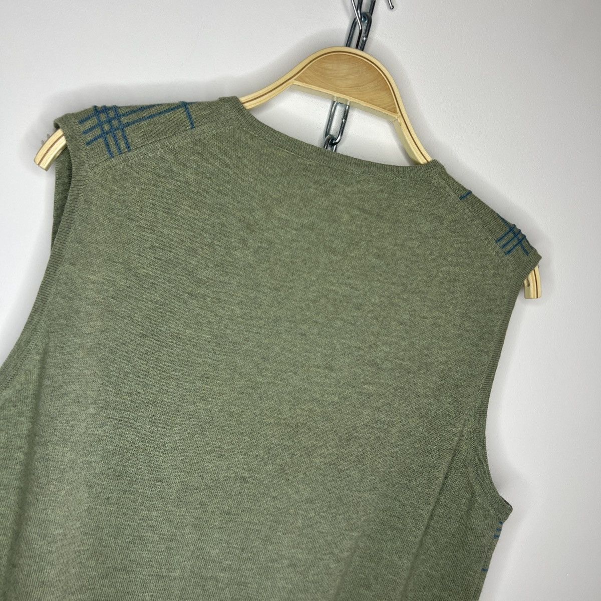 Burberry × Vintage Vintage Burberrys Wool Vest Sweater V-Neck Green Nova Check Size US M / EU 48-50 / 2 - 8 Thumbnail