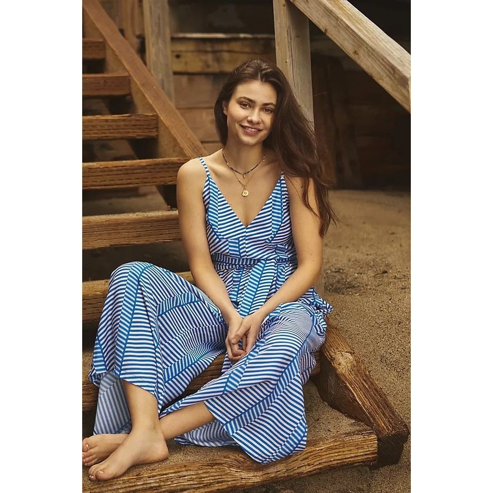 Anthropologie JETS Zigzag Geo V-Neck Jumpsuit Size 27" / US 4 / IT 40 - 4 Thumbnail