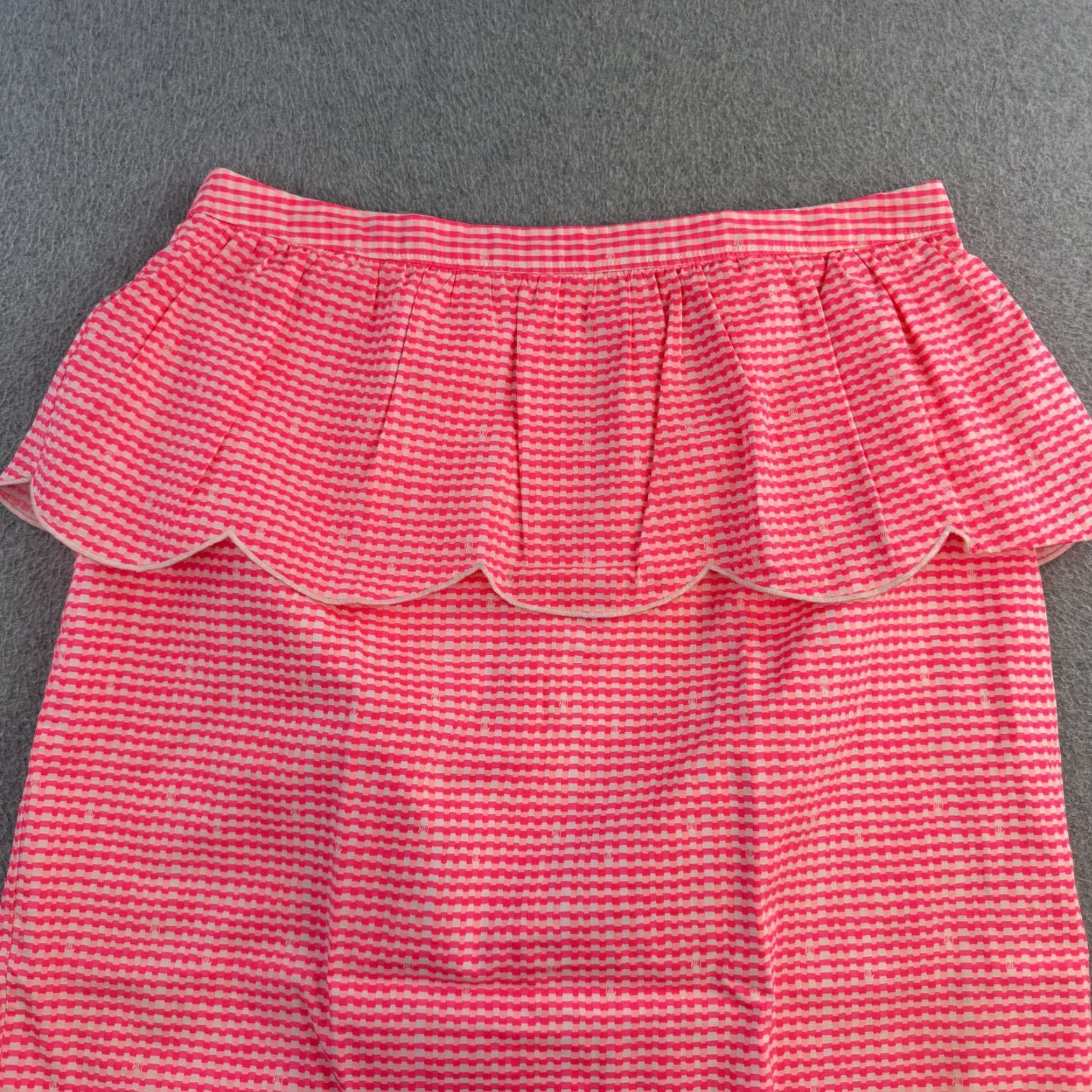 Lilly Pulitzer Lilly Pulitzer Skirt Womens 12 Pink White Scallop Peplum Ruffle Mini Preppy Skirt Color Pink Pattern Check? Size 34" / US 12 / IT 48 - 5 Thumbnail