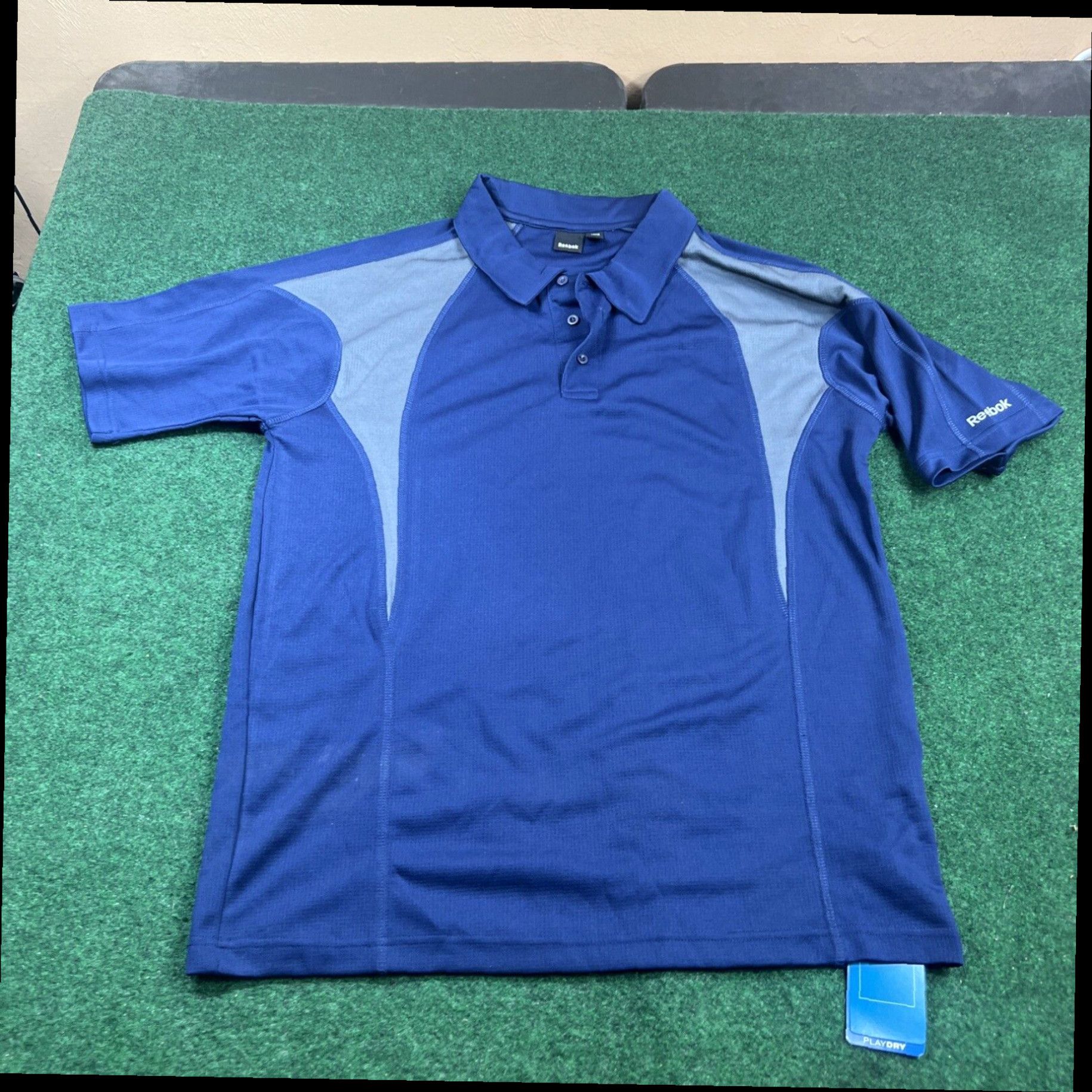 Reebok REEBOK Golf ― Mens Medium― PLAY DRY Navy Blue/Gray Polo Golf Shirt NWT ― Size US M / EU 48-50 / 2 - 1 Thumbnail