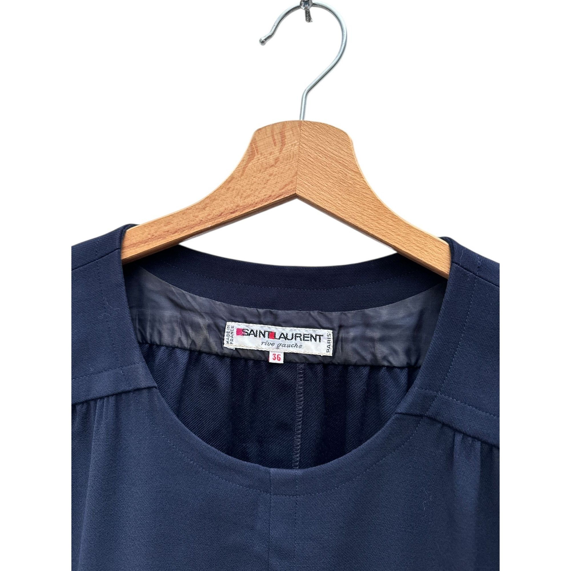 Saint Laurent Paris 1970s Sleeveless Navy Wool Dress Size M / US 6-8 / IT 42-44 - 5 Thumbnail