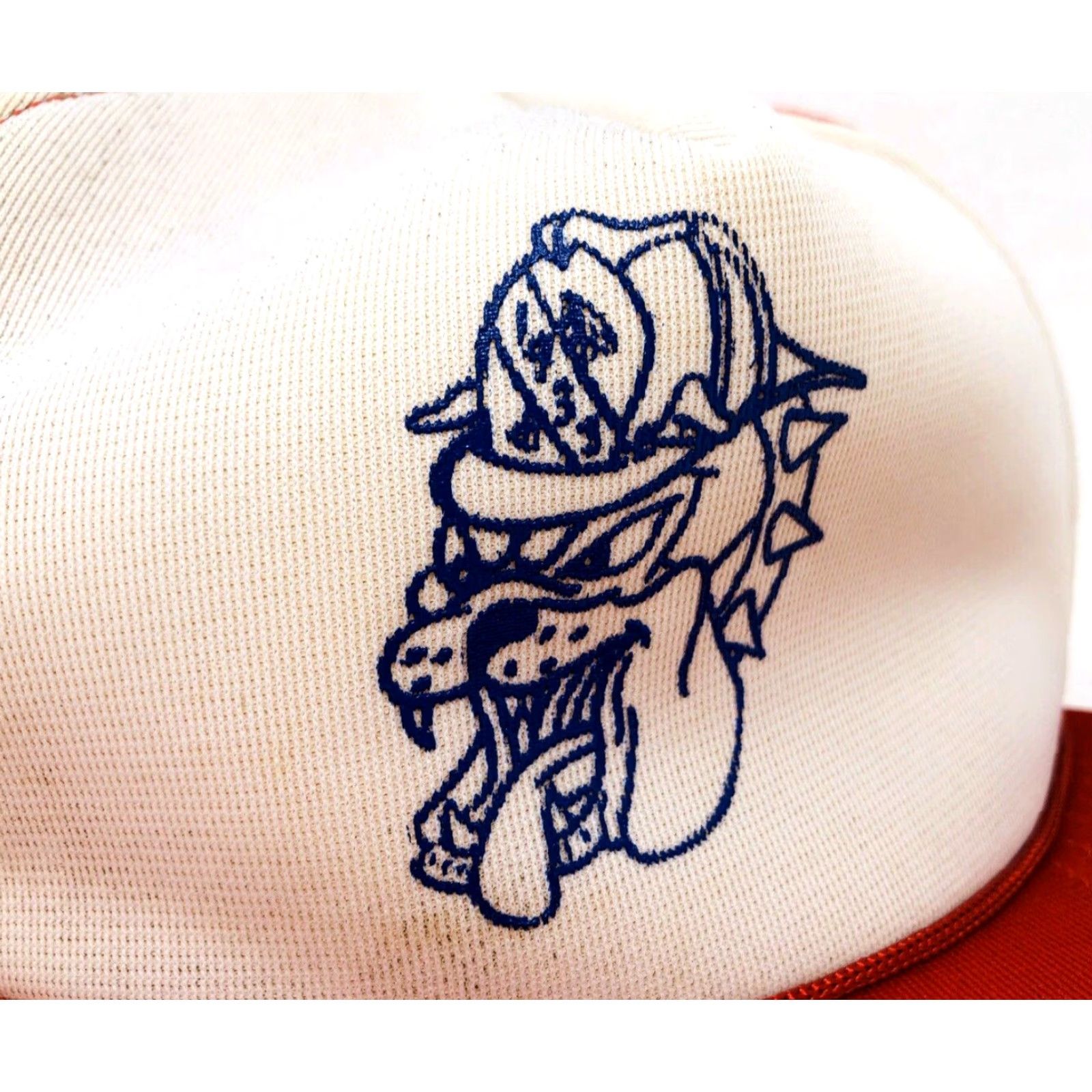 Vintage VINTAGE Red White Snapback Firefighter Fireman Bulldog Dog Trucker Hat Cap Men Adjustable Red Size ONE SIZE - 2 Thumbnail
