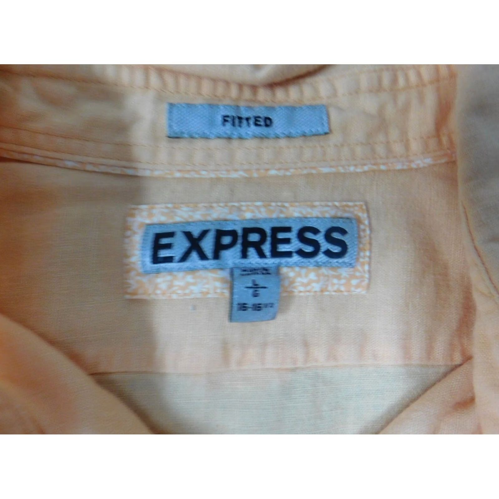 Express Express Shirt Mens Large Orange Peach Button-Down Knit Cotton Slimming Size US L / EU 52-54 / 3 - 6 Thumbnail
