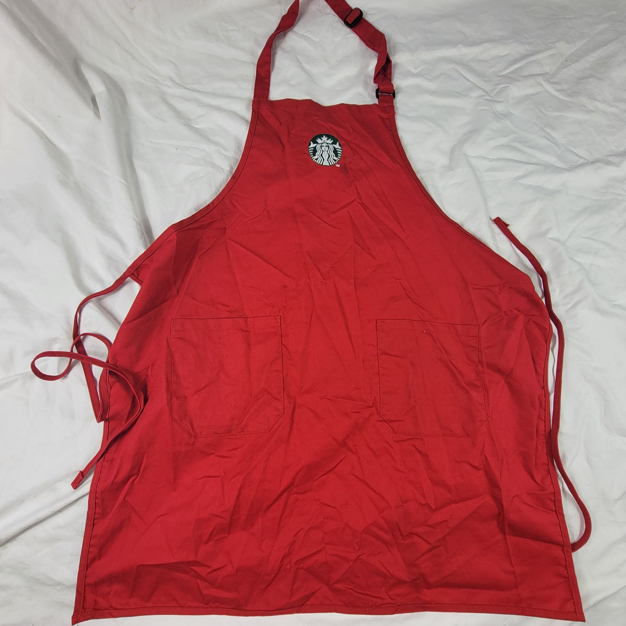 Other Starbucks Red Apron With Embroidered Logo 2 Pockets Adjustab Size ONE SIZE - 1 Thumbnail