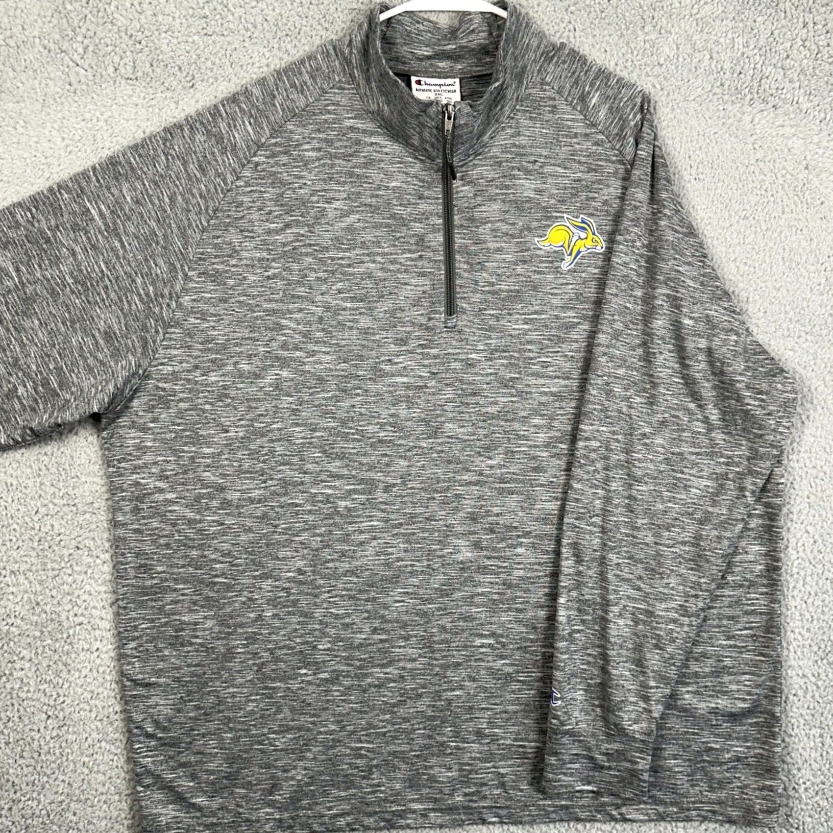 Champion South Dakota State Jackrabbits Shirt Pullover Mens 2XL Gray Quarter Zip Champion Size US XXL / EU 58 / 5 - 2 Thumbnail