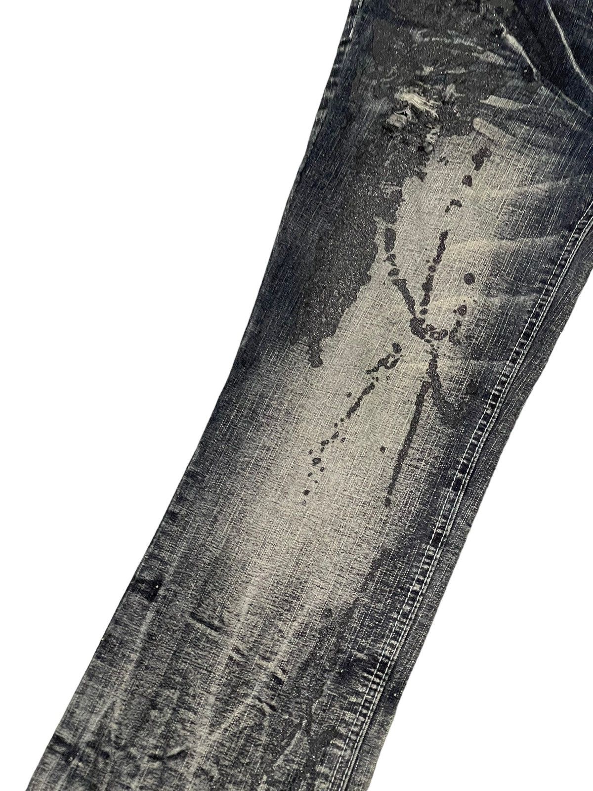 Japanese Brand Flare Jeans Black Baccara Distress Acid Wash Low Rise 8🟦0 Size US 29 - 6 Thumbnail