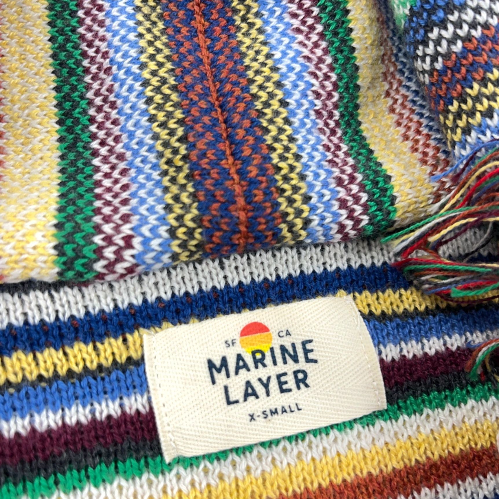 Marine Layer Marine Layer Cardigan Women XS Belted Fringe Alamere Multi Rainbow Boho Size XS / US 0-2 / IT 36-38 - 4 Thumbnail