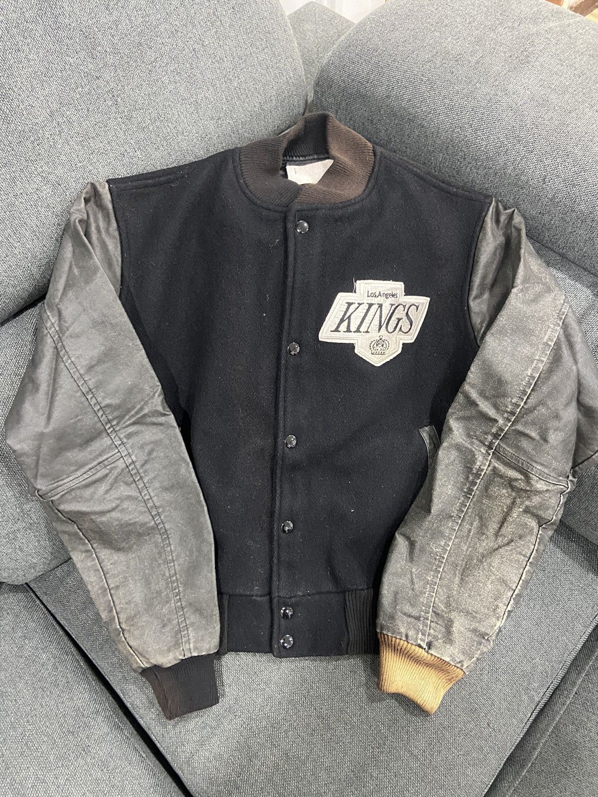 NHL × Vintage Distress Vtg Kings Los Angeles Snap Button Bomber Jacket Size US M / EU 48-50 / 2 - 1 Thumbnail