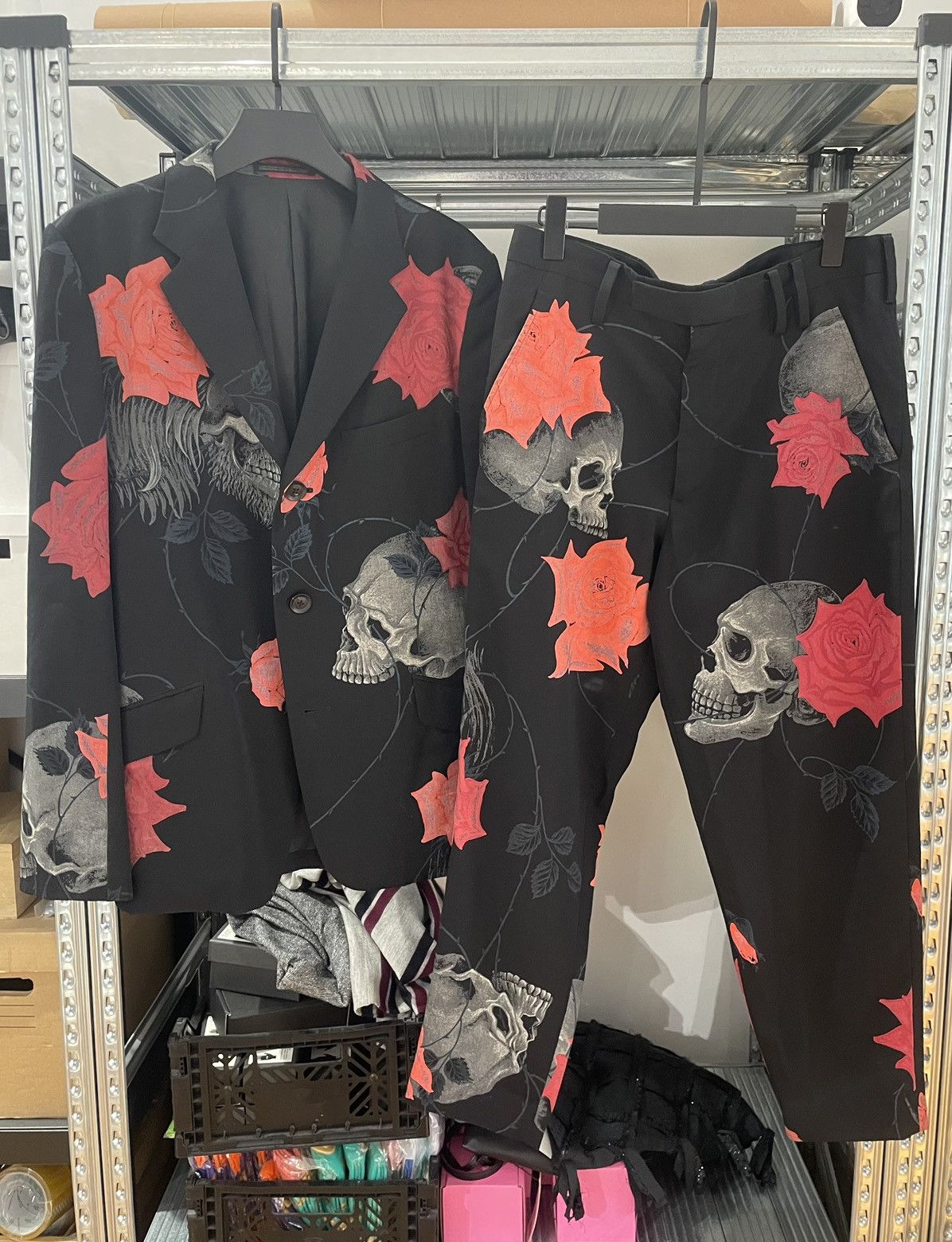 image of Yohji Yamamoto 2014Aw Runway Ross And Skull Print in Black, Men's (Size Medium)