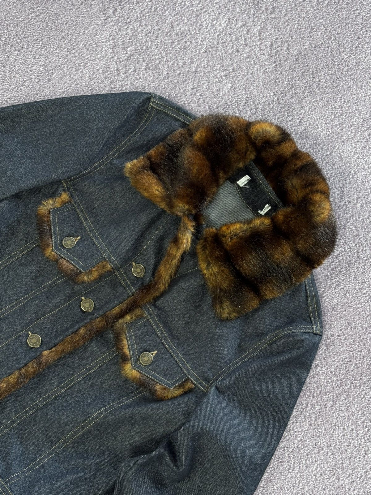 Japanese Brand Y2K Faux Fur Glamour Avant Garde Denim Jacket Size M / US 6-8 / IT 42-44 - 8 Thumbnail