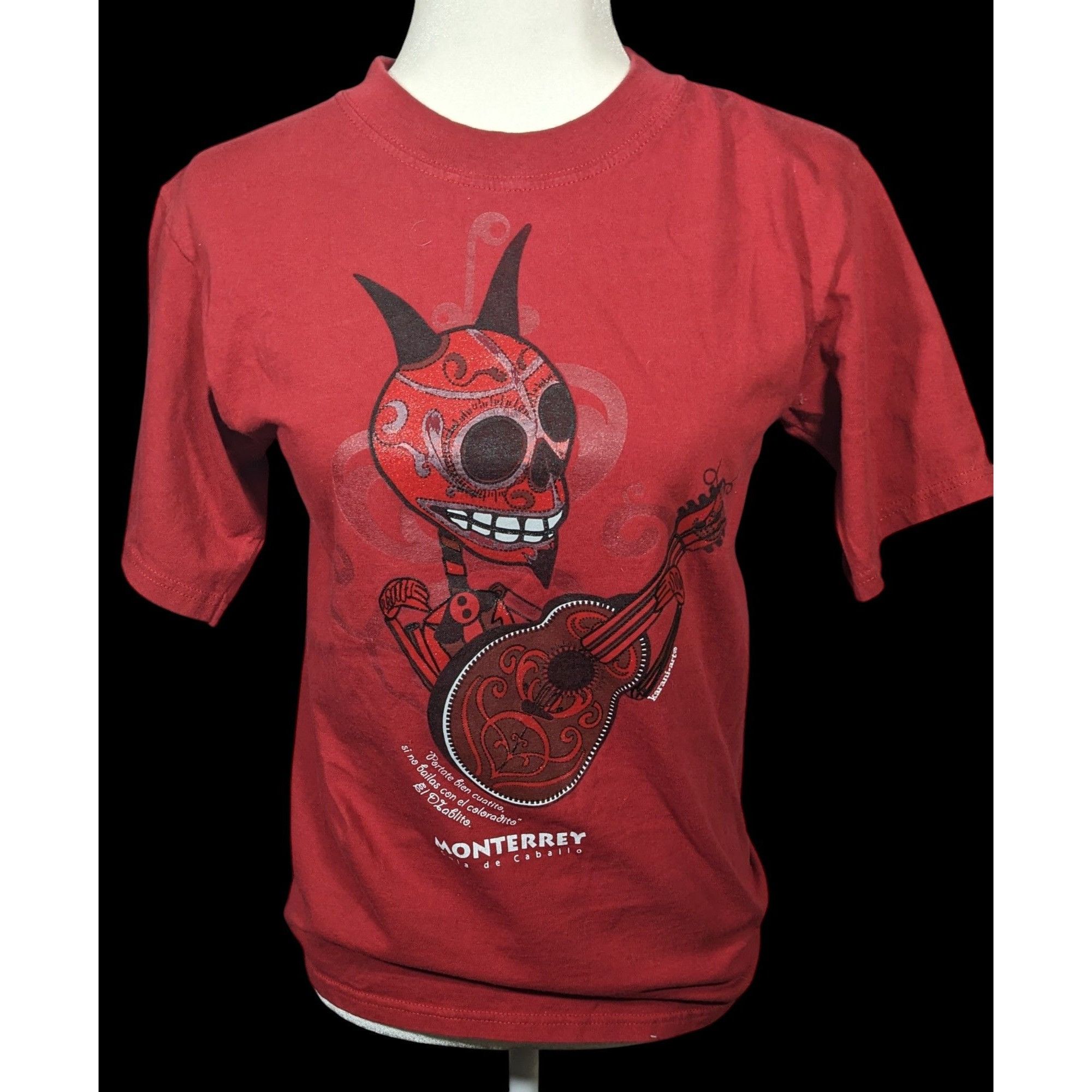 Other Karani Art Glitter Devil Playing Guitar Red Shirt Size Small Size US S / EU 44-46 / 1 - 1 Thumbnail
