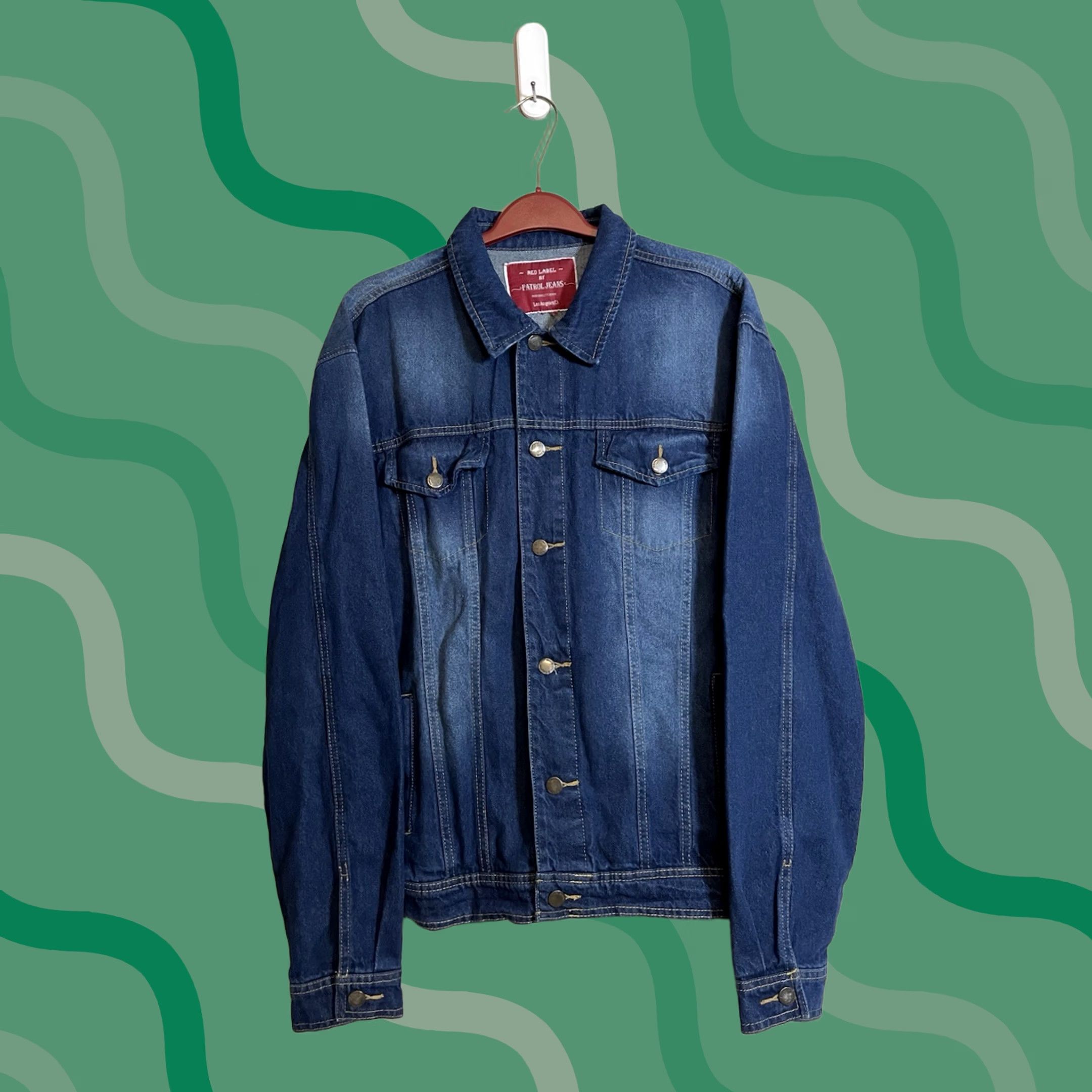 Vintage Patrol Red Label Denim Jacket XL Slim Fit Men’s Casual Button Closure Denim Coat Split Pocket Light Wash Size US 36 / EU 52 - 1 Thumbnail