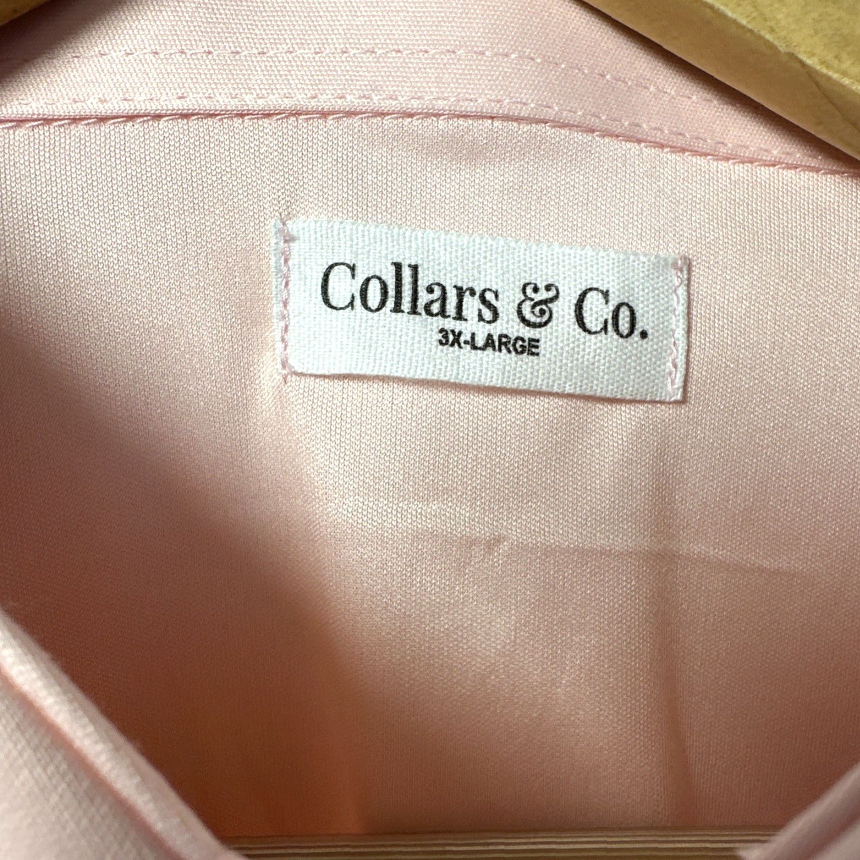 Vintage Collars & Co Dress Polo Shirt 3XL Pink English Spread Short Sleeve Golf Polyester Stretch Shirt Men Size 48R - 3 Thumbnail