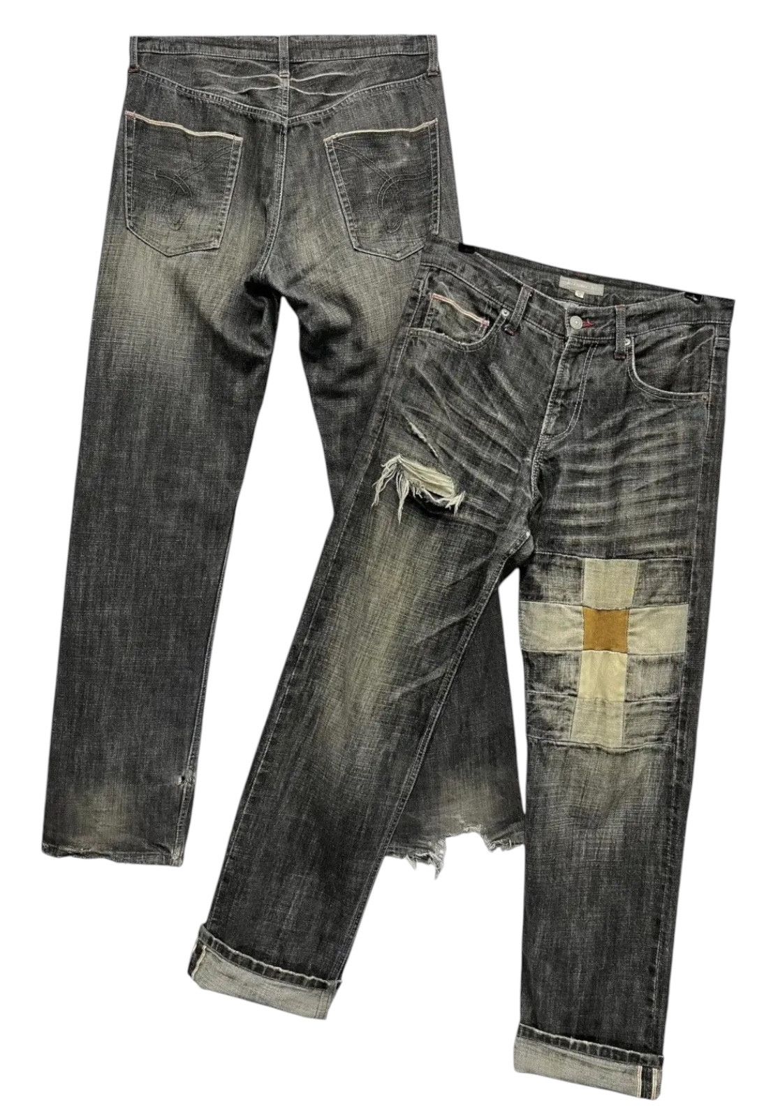 Japanese Brand 🔥Vintage HIROMICHI Thrashed Natural Worn-Out Selvedge Denim Size US 32 / EU 48 - 2 Thumbnail
