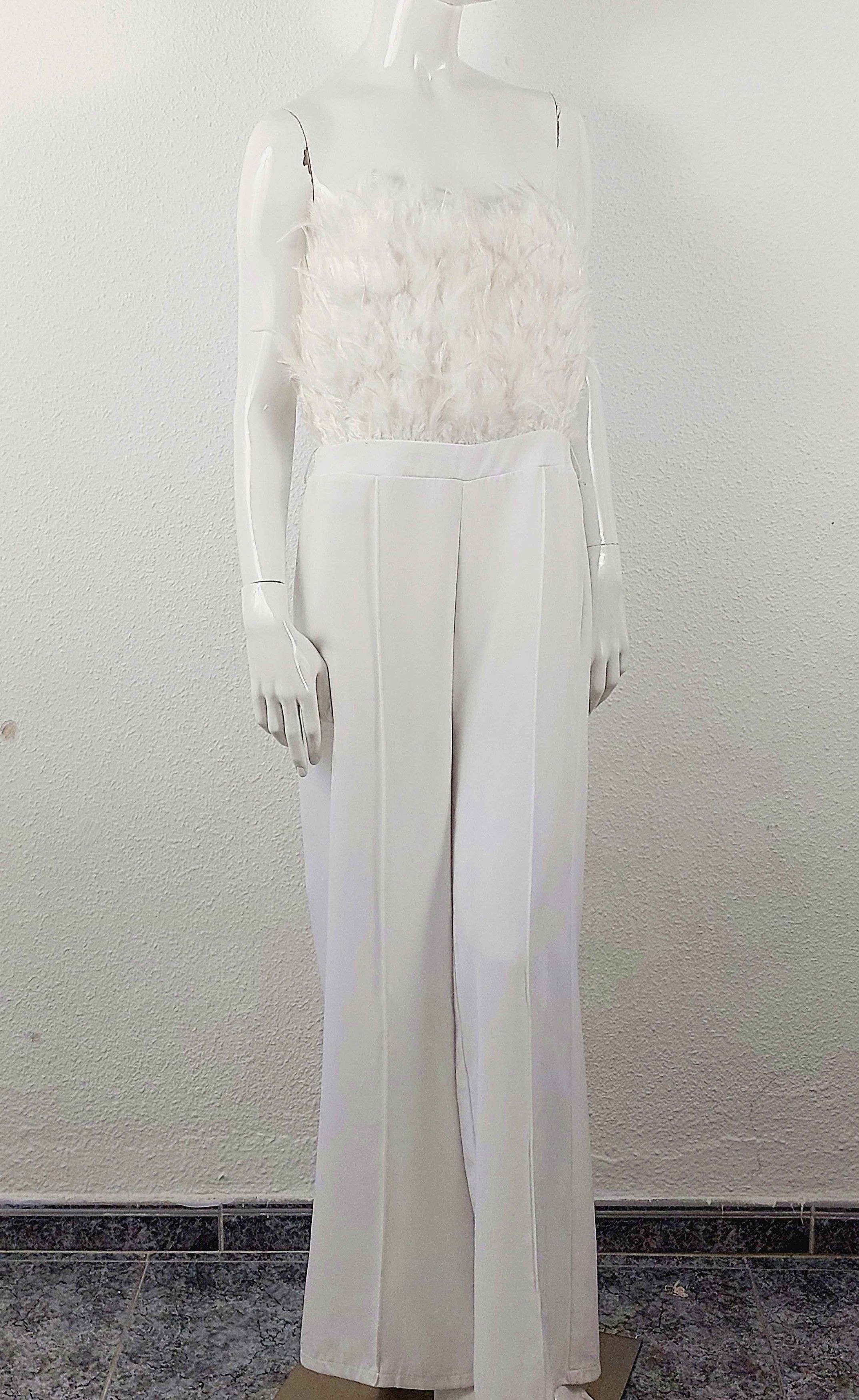 plein sud Plein Sud Faycal Amor White Feather Jumpsuit Dress Size 32" / US 10 / IT 46 - 4 Thumbnail