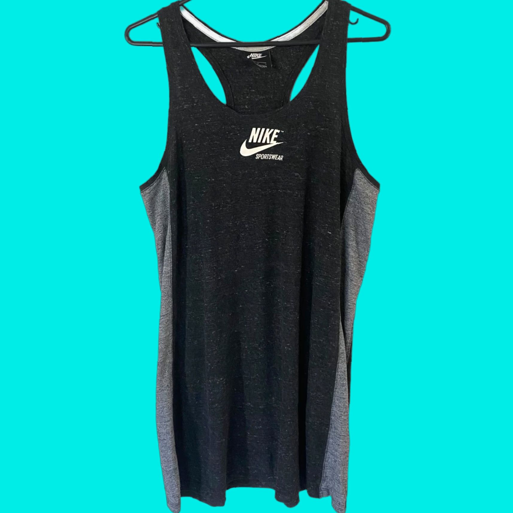 Nike VINTAGE Nike Sportswear Tank Top Dress Womens Large Black & Grey Sleeveless Athletic Gym Size L / US 10 / IT 46 - 1 Thumbnail