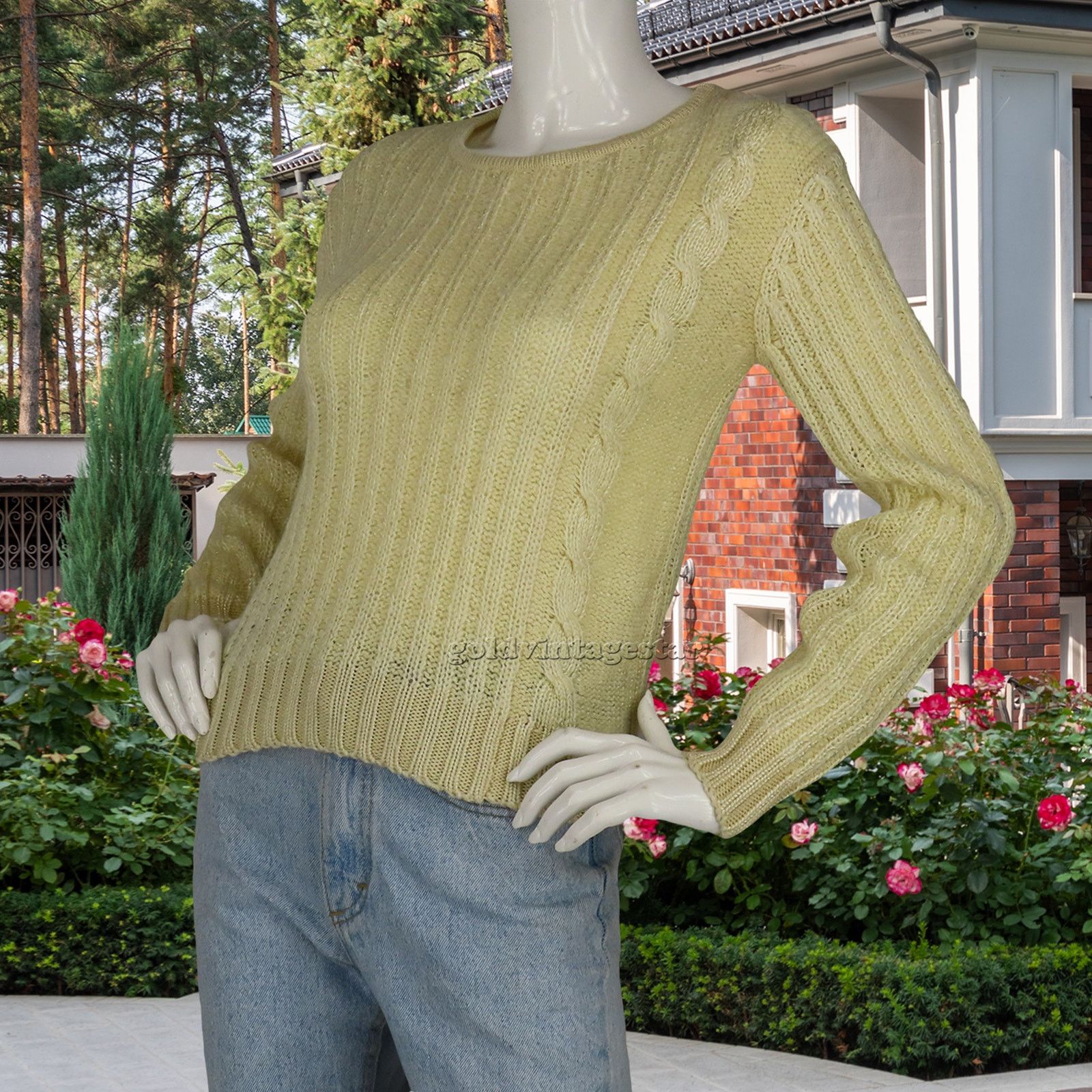 Other 80s Vintage Vertical Cable Knit Pullover Cream Sweater M Size M / US 6-8 / IT 42-44 - 3 Thumbnail