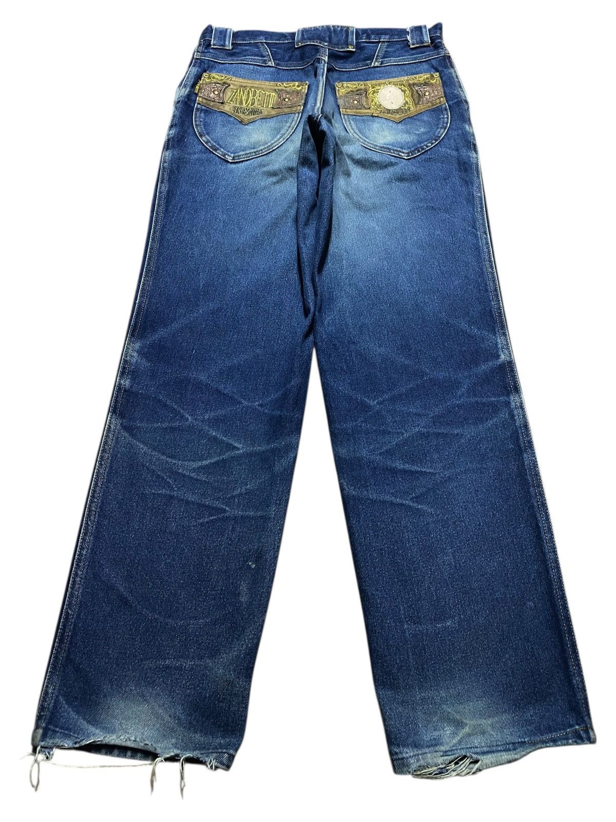 Zanetti Vintage Zanobetti Blue Wash Embroidery Pocket Loose Jeans Size US 31 - 2 Thumbnail