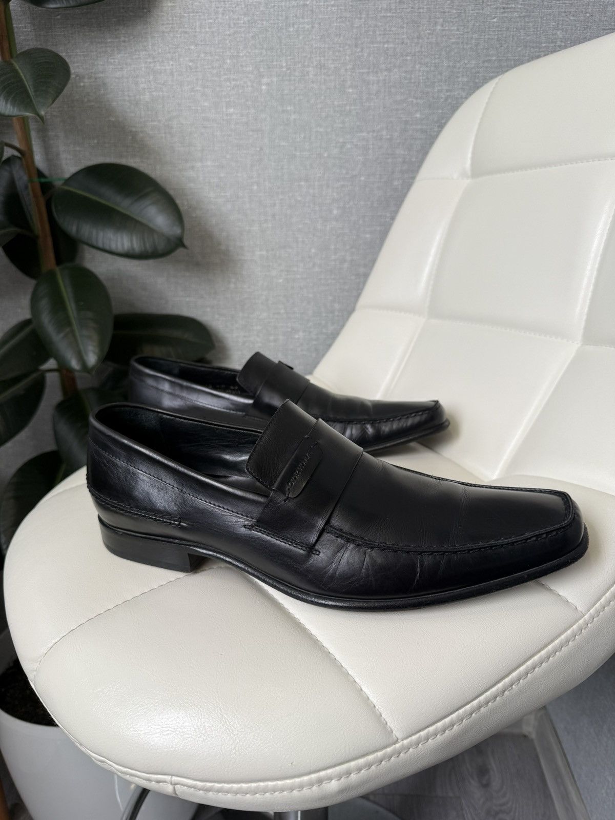 Rare Dior Homme Black Leather Penny Loafers CD Shoes Size 43