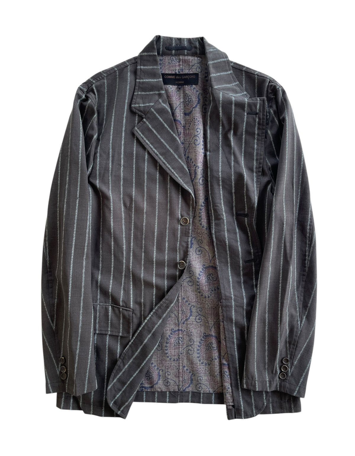 Comme des Garcons Homme AD2003 Comme Des Garcons Stripe Paisley Jacket Size US M / EU 48-50 / 2 - 1 Thumbnail