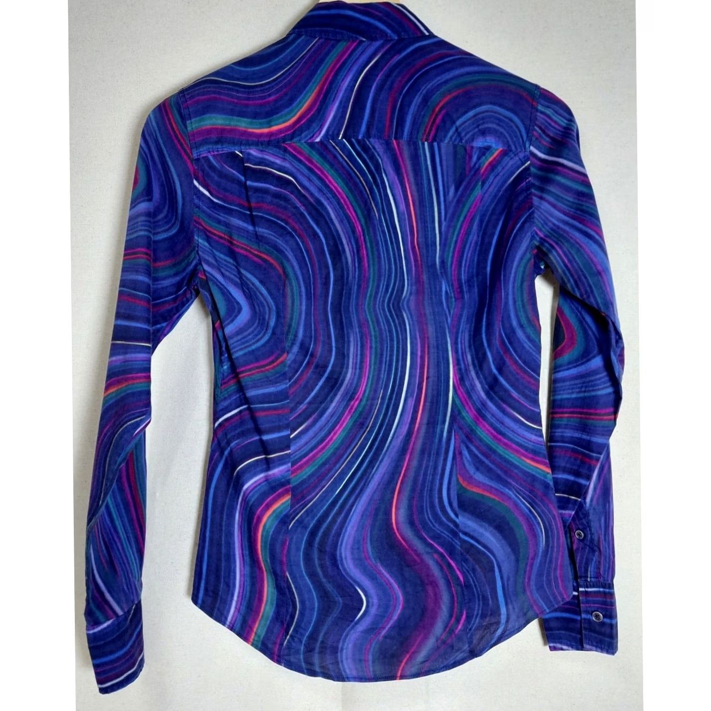 Paul Smith Paul Smith Black Swirl Print Shirt Blue Cotton Blend Long Sleeve Women Size 38 Size XS / US 0-2 / IT 36-38 - 2 Thumbnail