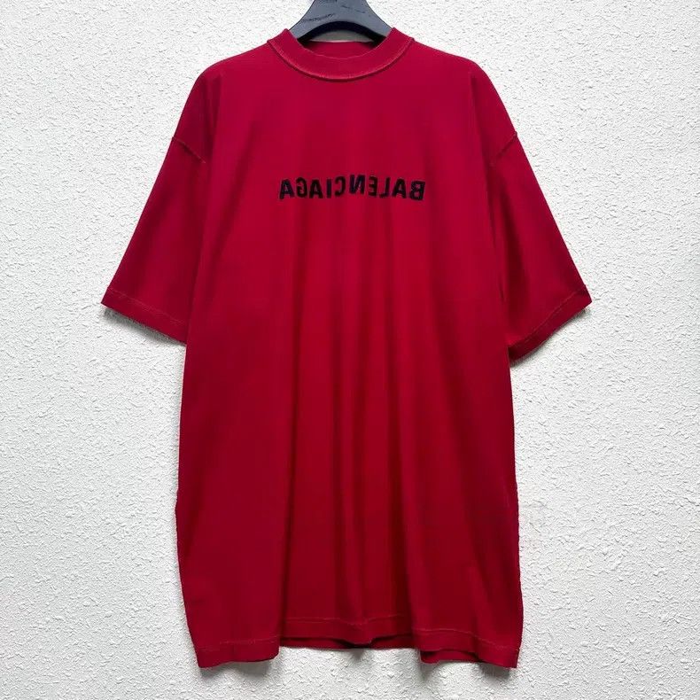 Balenciaga Balenciaga Mirror Reverse Letter Embroidered Short Sleeve Size US M / EU 48-50 / 2 - 1 Thumbnail
