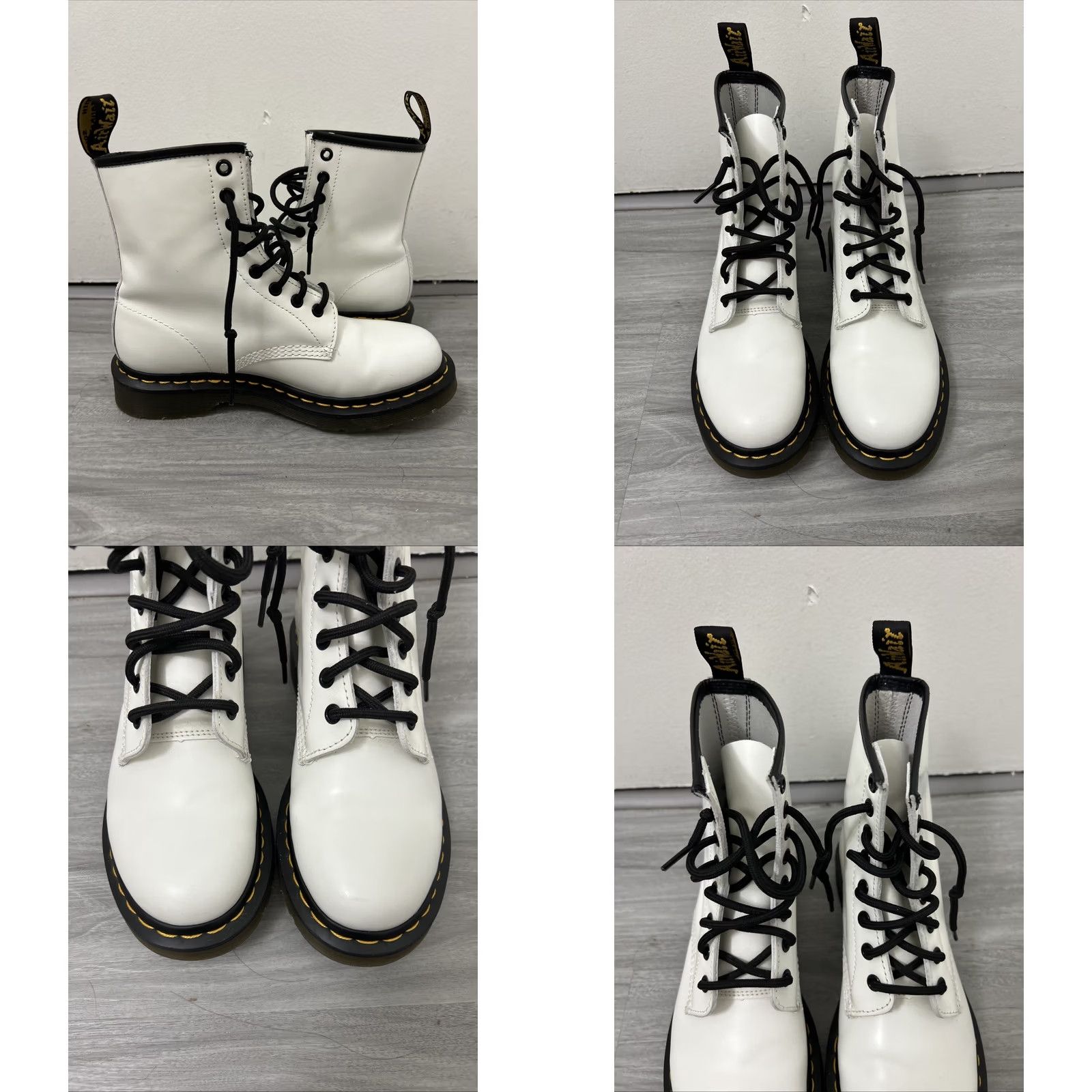 Dr. Martens Dr. Martens 1460W Softy Boots Womens 7 White Patent Leather Lace Up 8 Eyelets Rubber Outsole Combat Punk Grunge Gothic Essay? Size US 7 / IT 37 - 8 Thumbnail