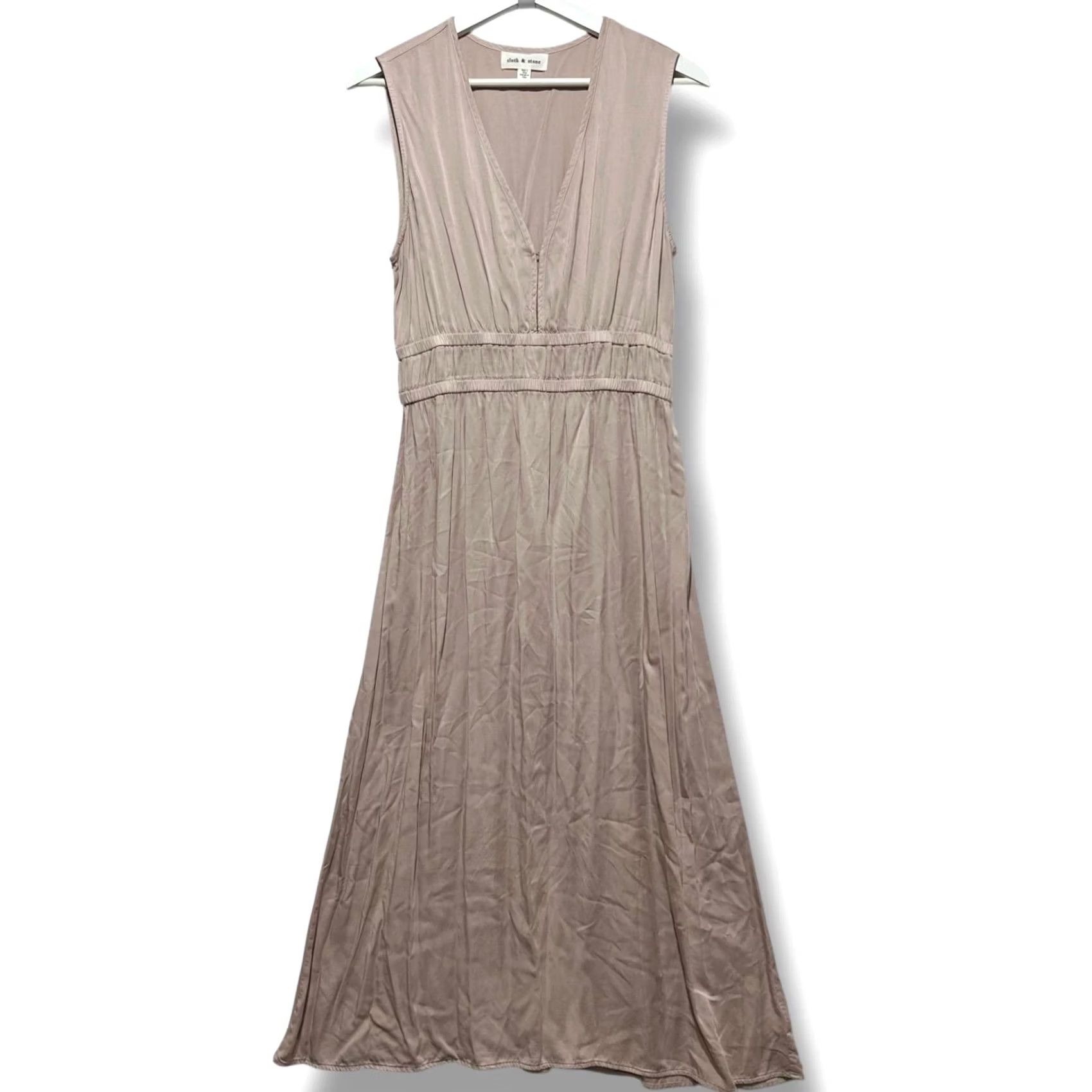 CLOT Cloth & Stone Sleeveless Women's M Deep-V Midi Dress Satin V-Neck Pullover Pink Size M / US 6-8 / IT 42-44 - 2 Thumbnail