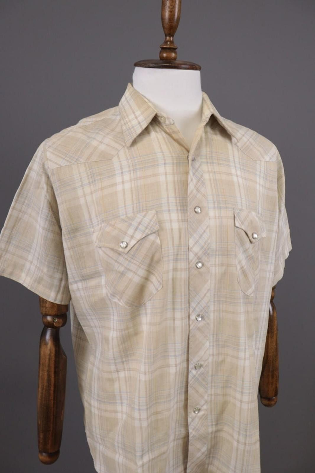 Wrangler Vintage Wrangler Beige Check Snap Western Shirt Size 17 Size US M / EU 48-50 / 2 - 5 Thumbnail