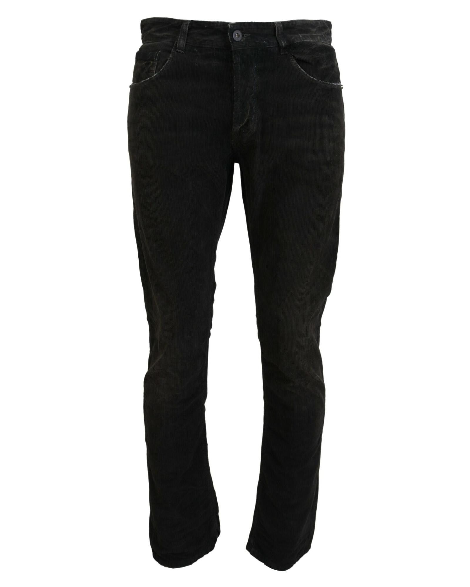 image of Costume National Stylish Cotton Corduroy Casual Jeans in Grey, Men's (Size 32)
