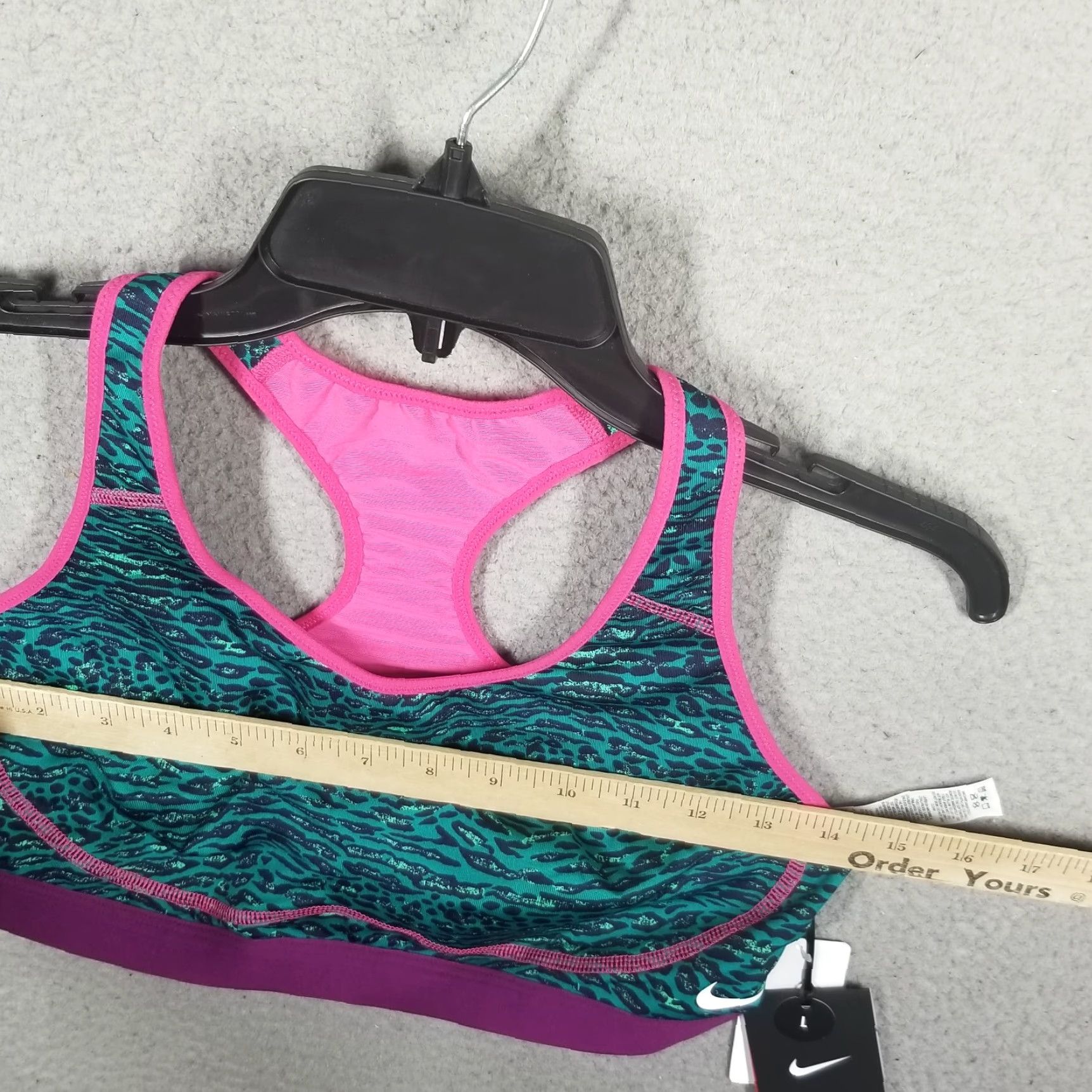 Nike Nike PRO Bra Womens Large Teal Pink Venom Printed Sports Bra Size ONE SIZE - 6 Thumbnail