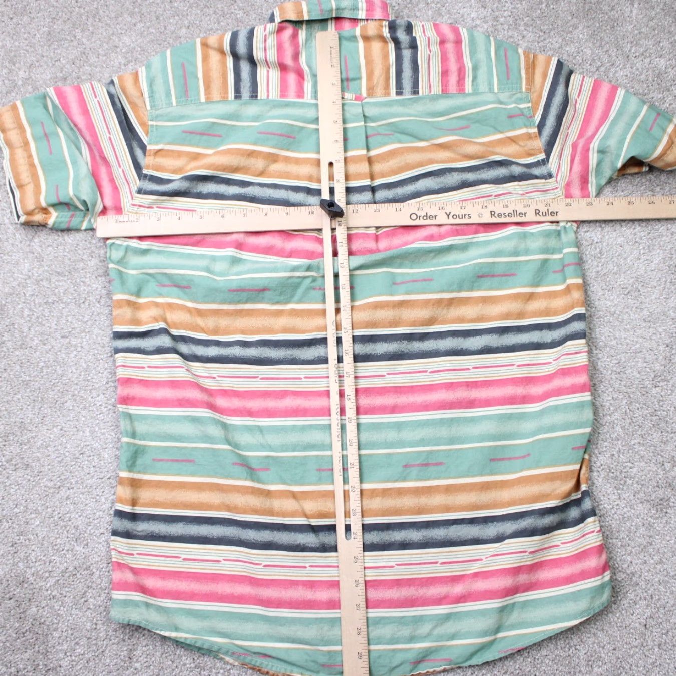 Orvis Orvis Shirt Mens Medium Green/Pink Striped 100% Cotton Short Sleeve Button-Up Shirt Size US M / EU 48-50 / 2 - 7 Thumbnail