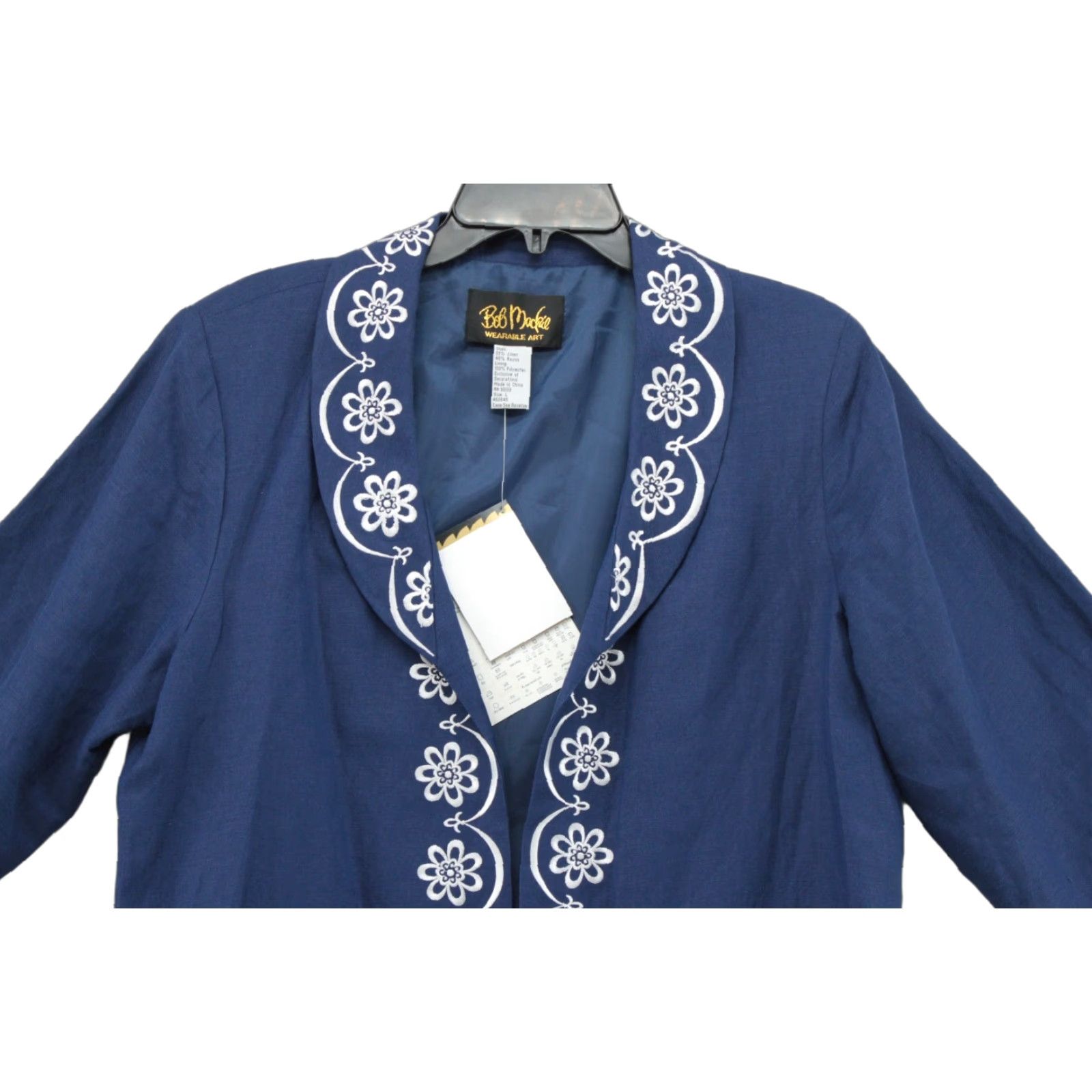 Bob Mackie VINTAGE Bob Mackie Wearable Art Jacket Womens Large Blue Linen Blend Embroidered Size L / US 10 / IT 46 - 1 Thumbnail