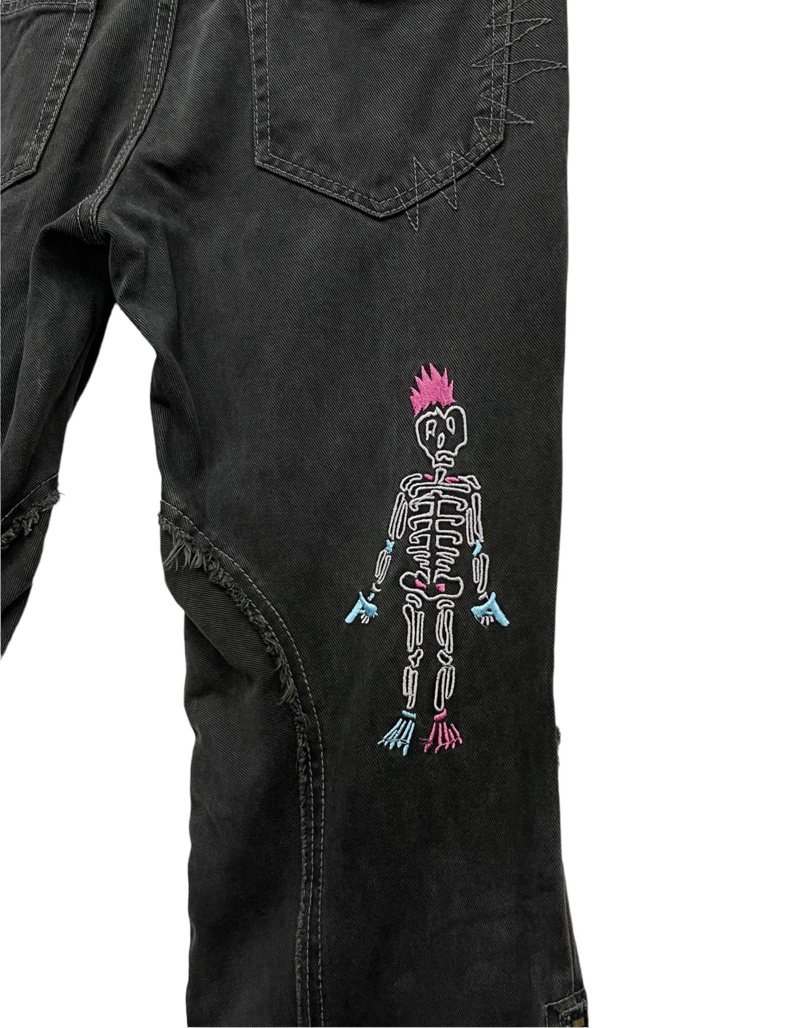 Other 💀PUNK SKULL🔥90’s ALGONQUINS Frayed Denim Flared Zipper Leg Size US 30 / EU 46 - 4 Thumbnail