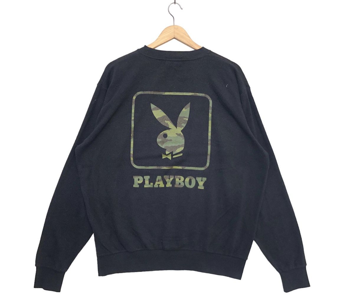 Japanese Brand Vintage 90s Playboy Bunny Camo Design Big Logo Sweatshirt. Size US XL / EU 56 / 4 - 2 Thumbnail