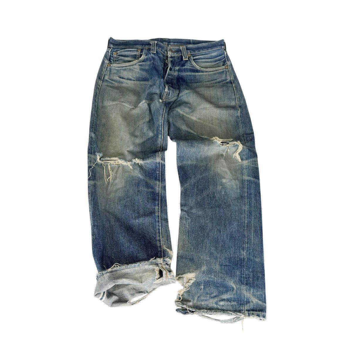 Levi's ☀️LEVI’S 501 BIG E BUTTON 555 DISTRESSED DENIM JEANS PANTS Size US 33 - 9 Thumbnail