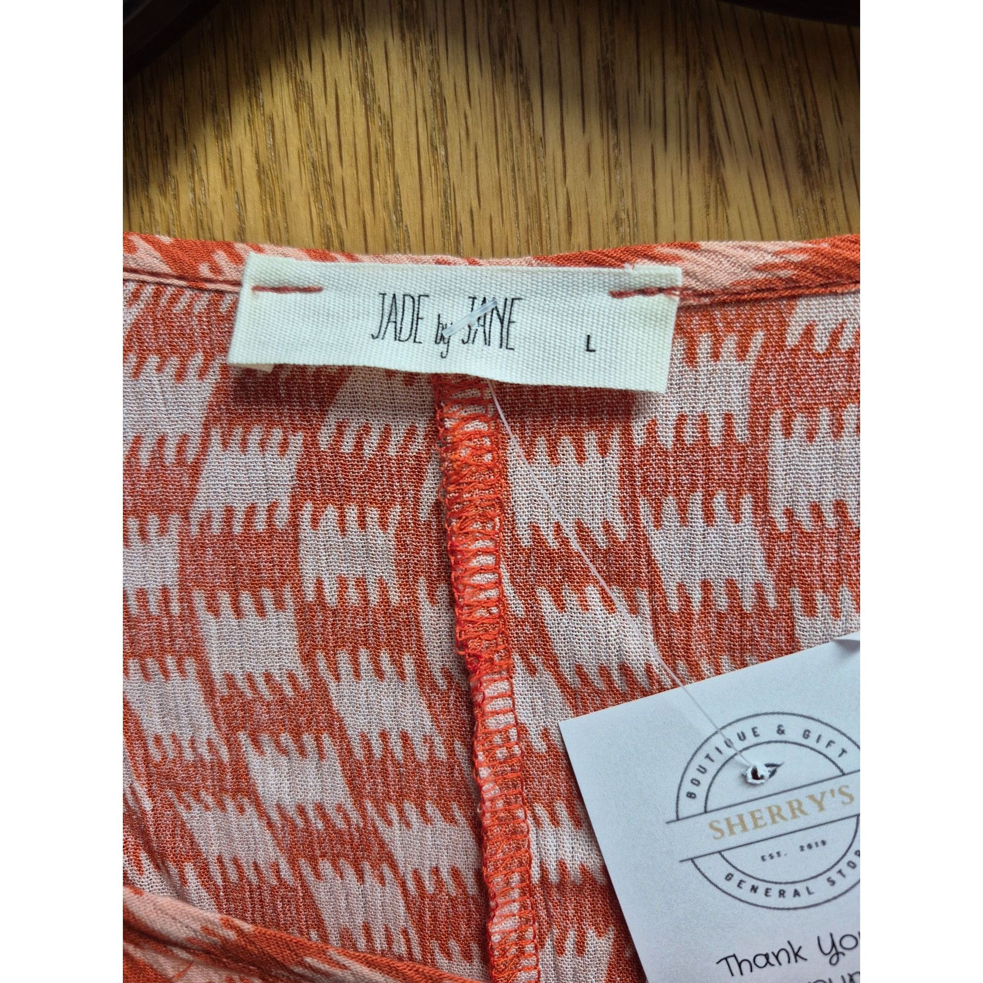 Nike Orange & White Patterned Ruffle Sleeve Top Jade By Jane L 10 Size L / US 10 / IT 46 - 5 Thumbnail