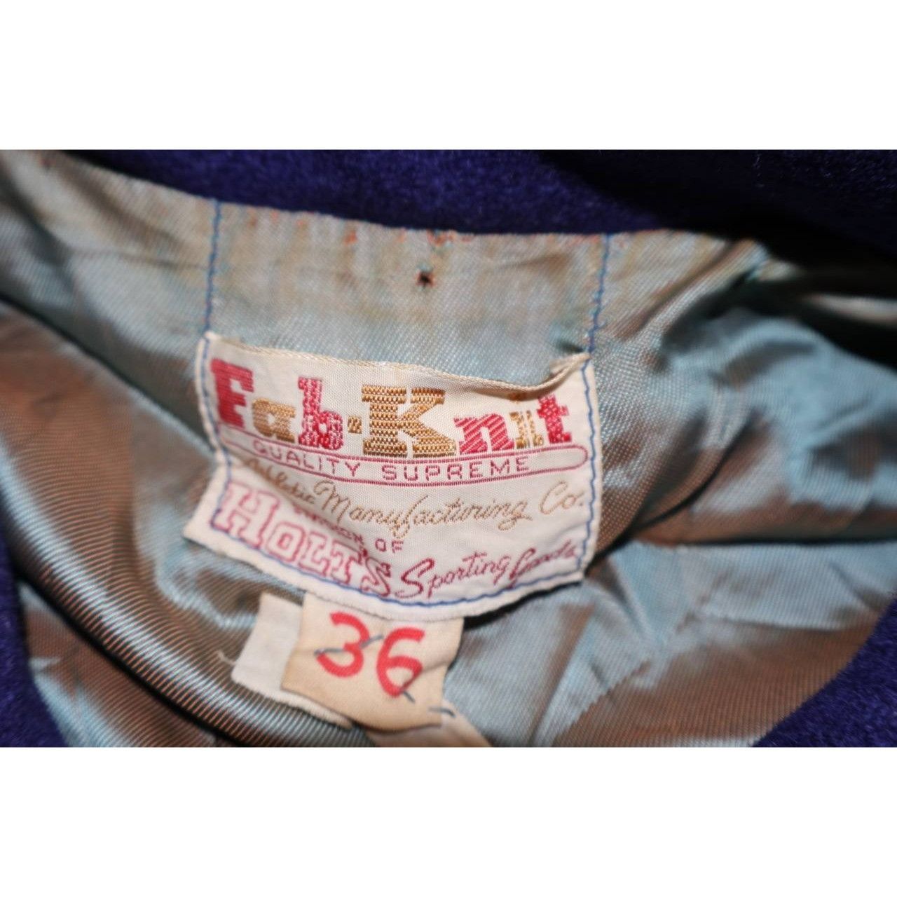 Vintage Vintage 60s Fab Knit Wool Varsity Letterman Jacket Blue 36 Size US S / EU 44-46 / 1 - 2 Thumbnail