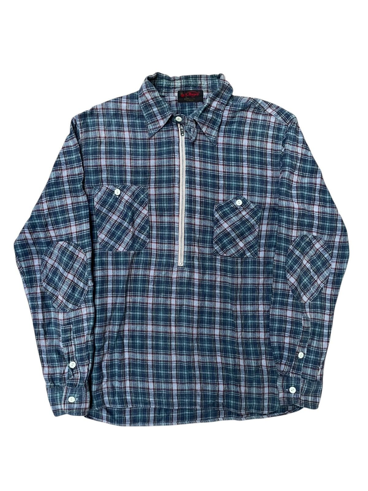 Vintage Kriff Mayer Repro 40s Half Zip Talon Flannel shirt Size US M / EU 48-50 / 2 - 3 Thumbnail