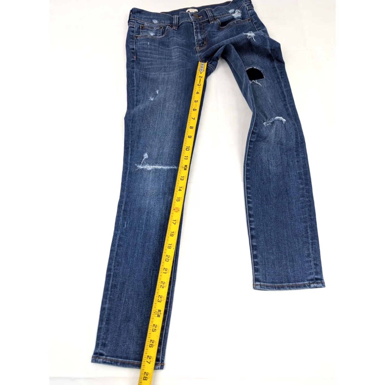 J.Crew J. Crew Skinny Denim Jeans Women 27x27.5 Distressed Stretch Blue N/A EUC C7846 Size 27" / US 4 / IT 40 - 3 Thumbnail