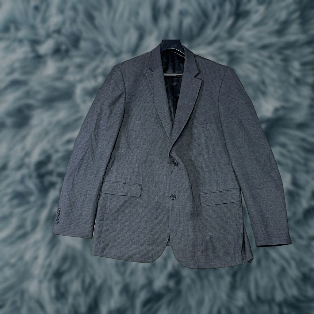 Kenneth Cole Kenneth Cole Sport Coat Blazer Gray Wool Blend Slim 46 X-Long Men Notch Lapel Single-Breasted 2-Button Coat Jacket Size 46R - 1 Thumbnail