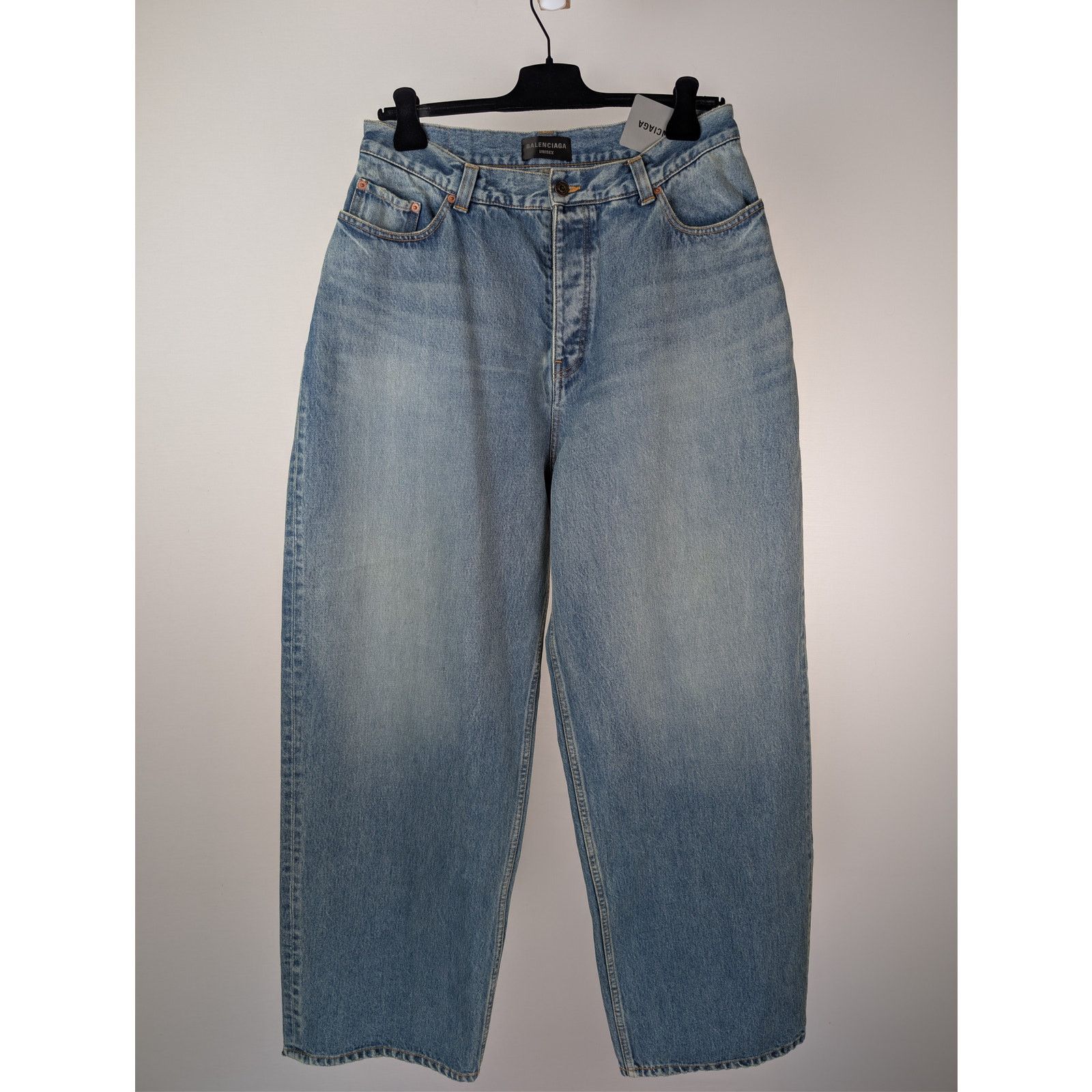 Balenciaga o1rshd1 Organic Blue Japanese Large Baggy Denim Jeans Blue Size US 32 / EU 48 - 9 Thumbnail
