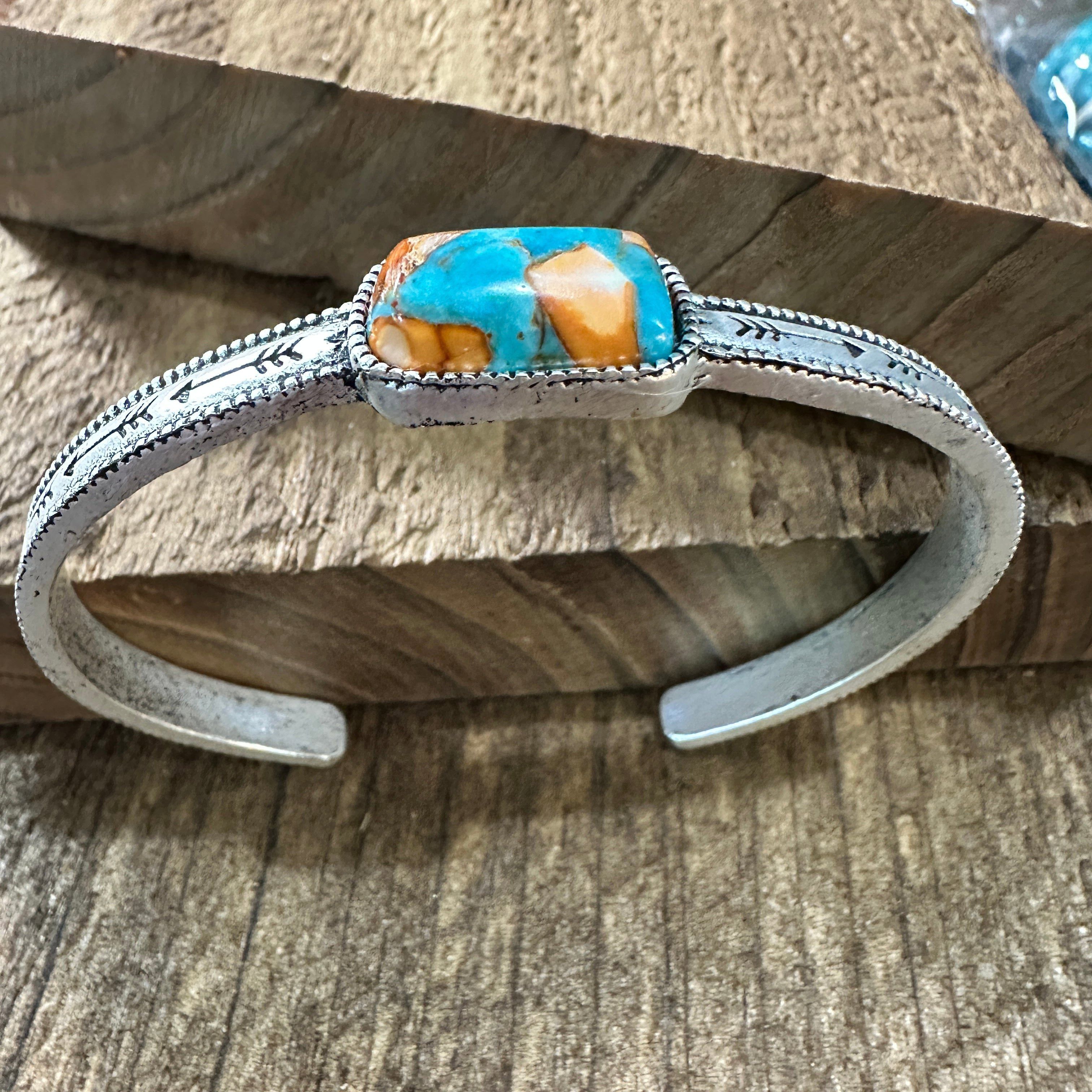 Other Gemstone Cuff Bracelet in Antique Silver Finish, Southwester Size ONE SIZE - 3 Thumbnail