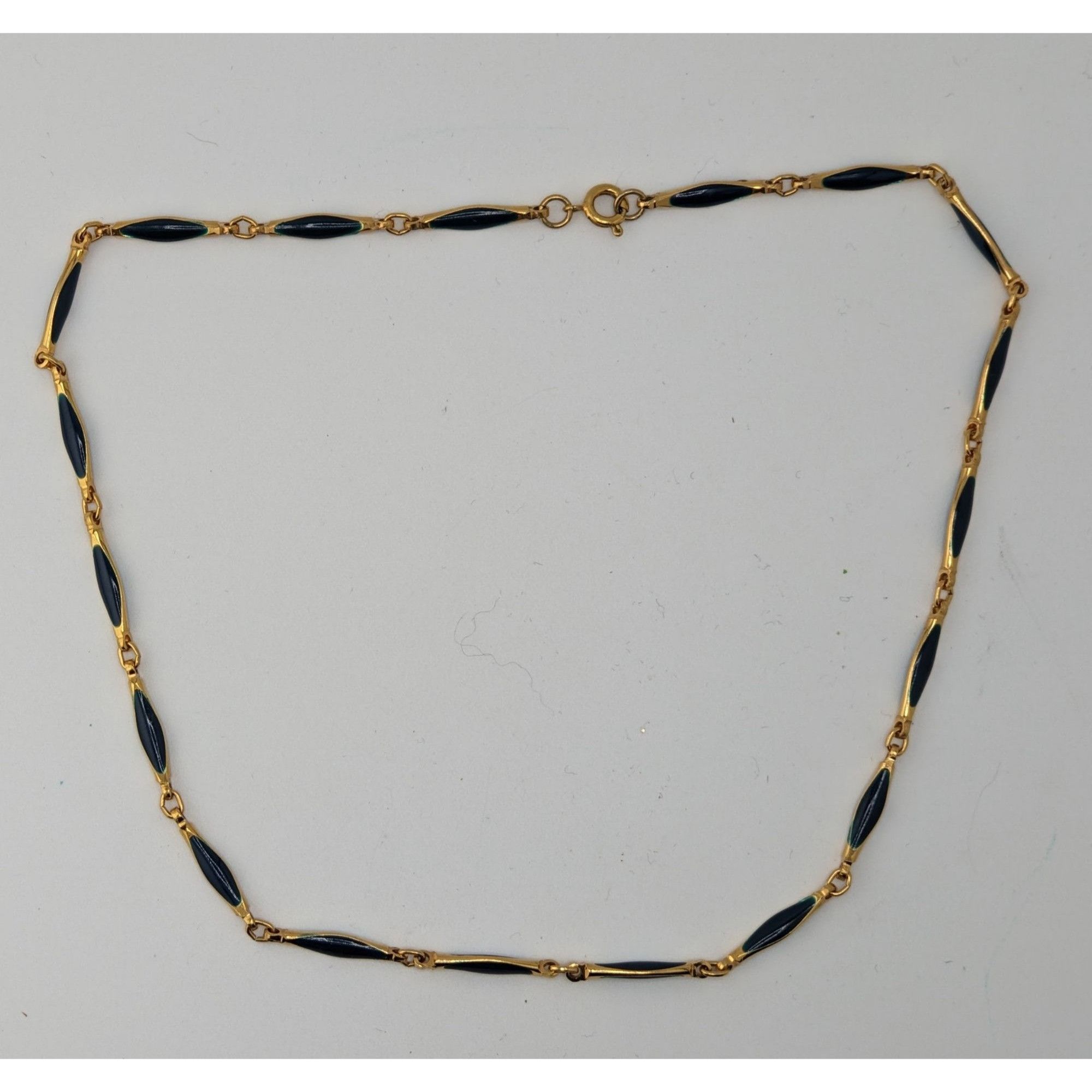 Other Vintage Elegant Gold-Tone Necklace With Blue Enamel Links Size ONE SIZE - 5 Thumbnail