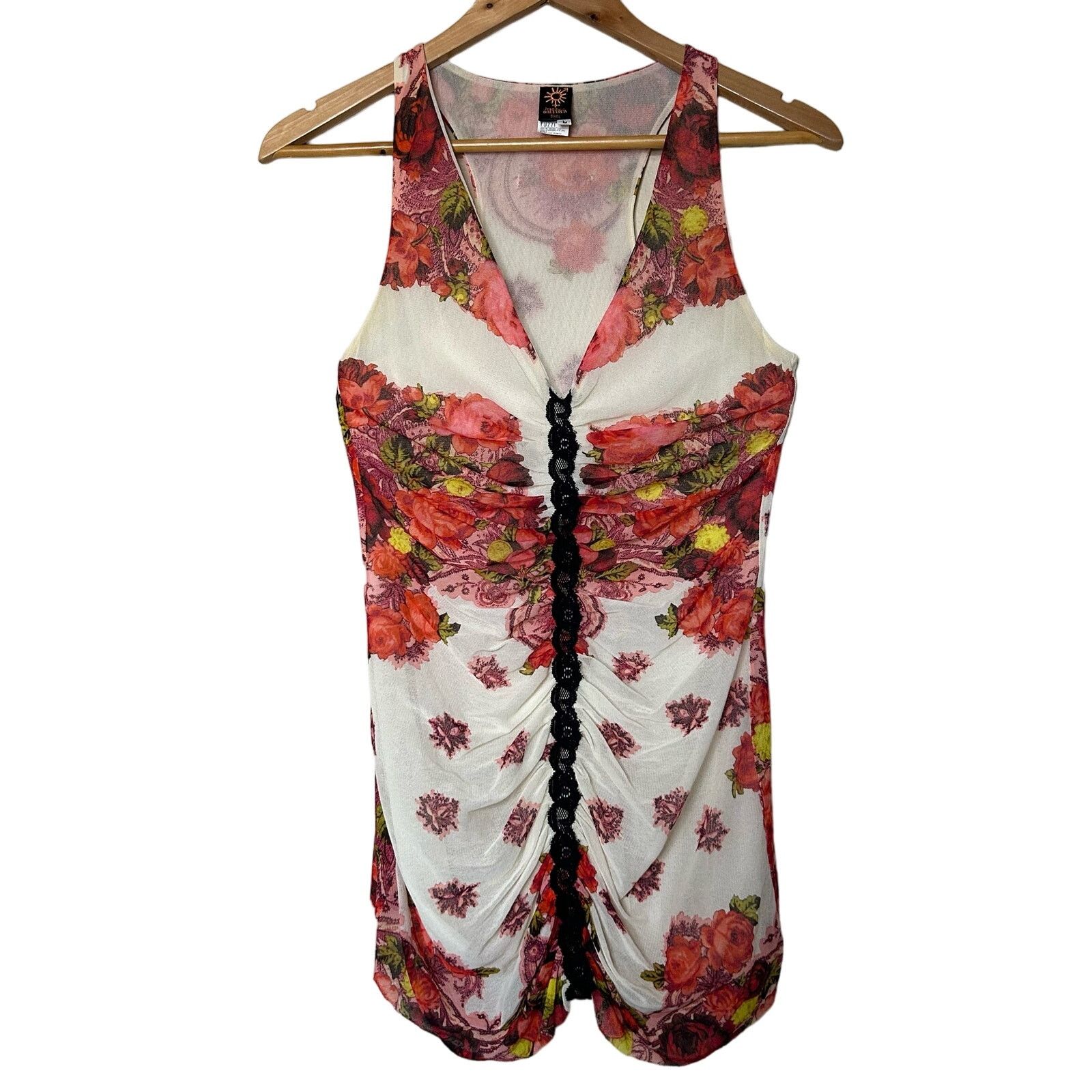 Jean Paul Gaultier Jean Paul Gaultier Top Tank Floral Mesh Art to Wear Size L Size L / US 10 / IT 46 - 1 Thumbnail