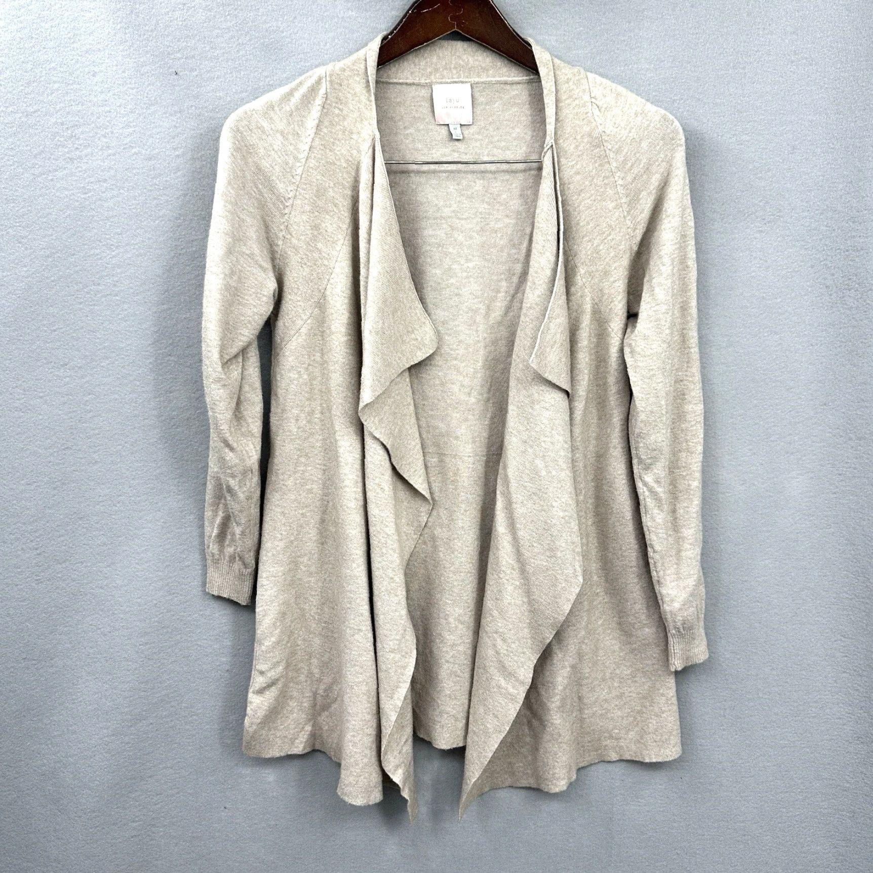 Vintage Laju Los Angeles Womens Cardigan Sweater M Beige Belted Draped Quiet Luxury Shirt/Top? Size M / US 6-8 / IT 42-44 - 2 Thumbnail