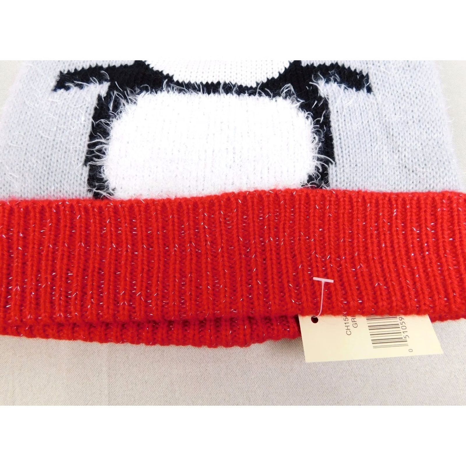 Vintage Collection XIIX Beanie Knit Christmas Hat Adults Womens One Size Gray Red Metallic Penguin Collection XIIX Holiday Winter Beanie Womens Size ONE SIZE - 3 Thumbnail